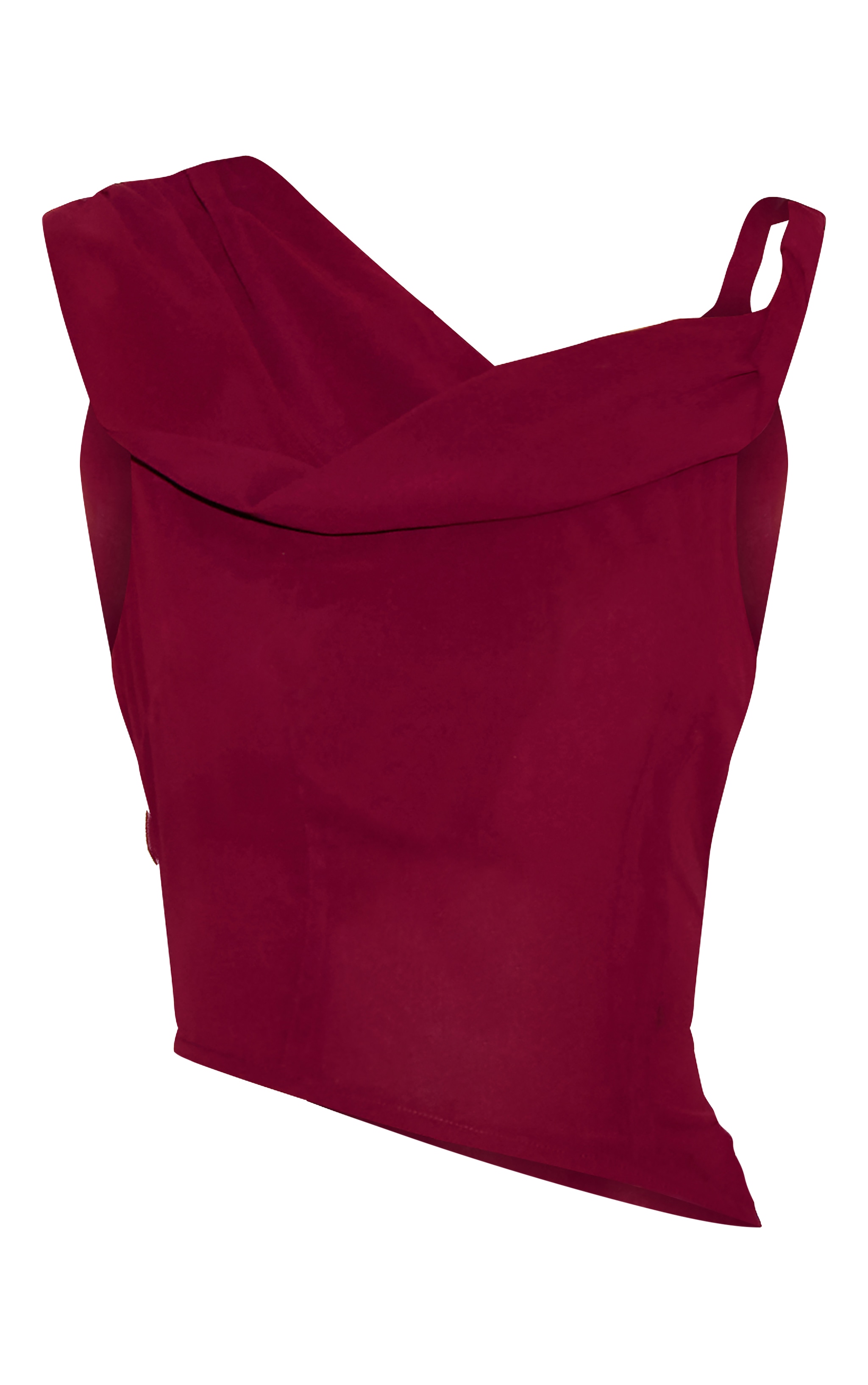 Wine Drape Detail Asymmetric Chiffon Top image 5