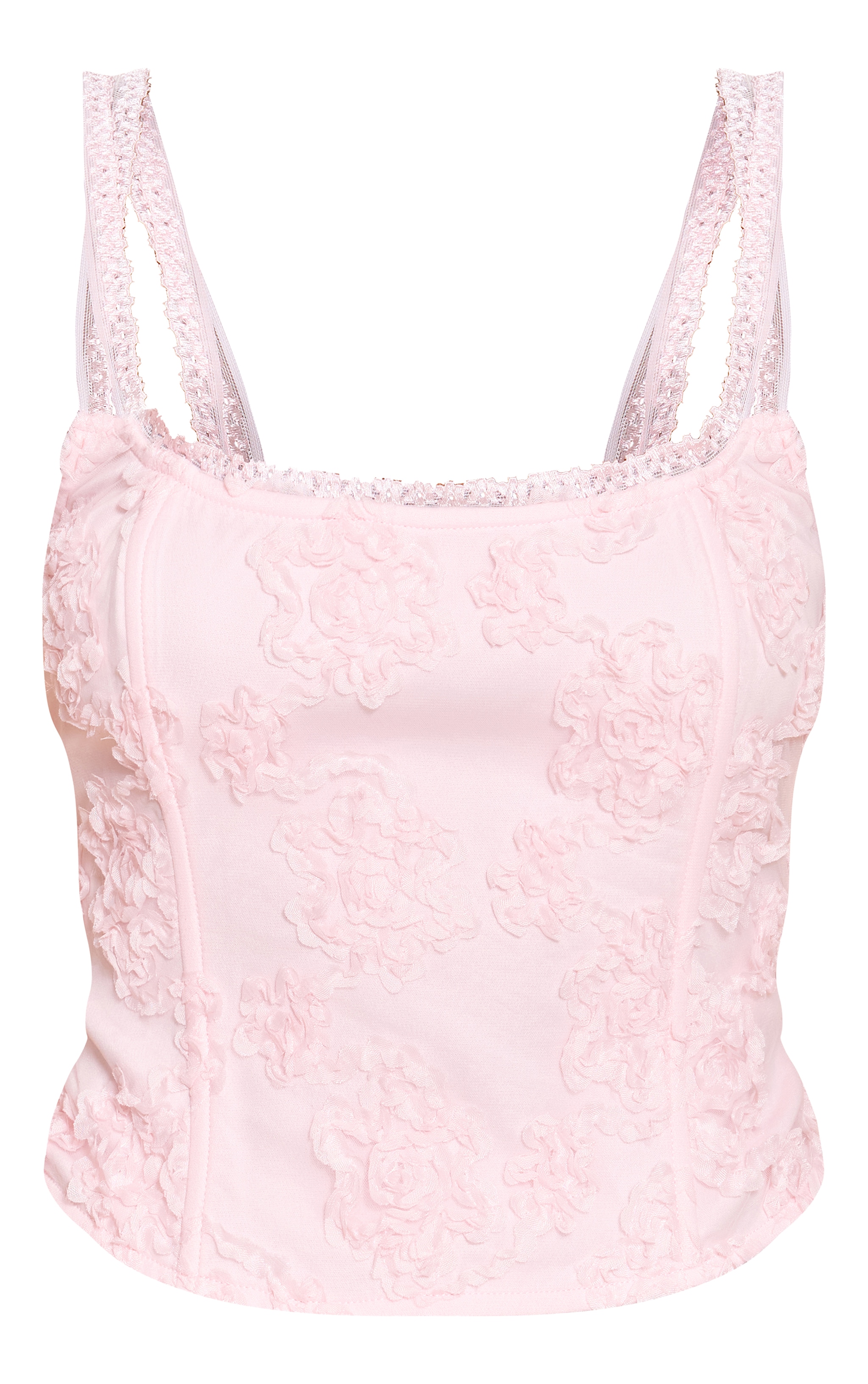 Pale Rose Floral Textured Boned Corset image 5