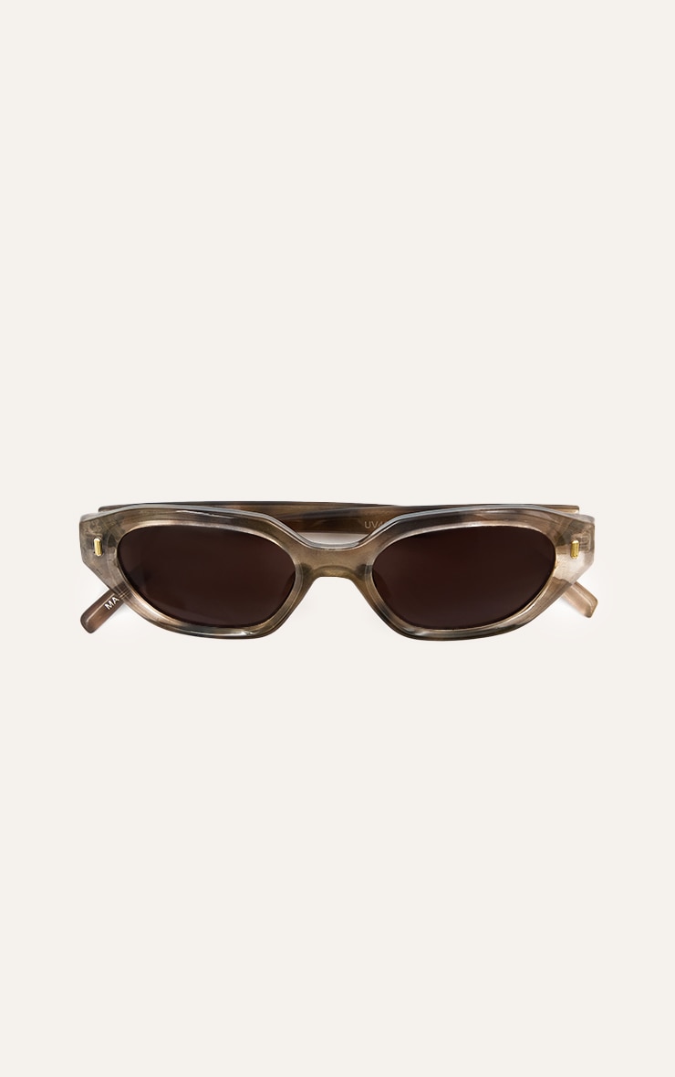 Smokey Brown Angled Cat Eye Sunglasses image 2