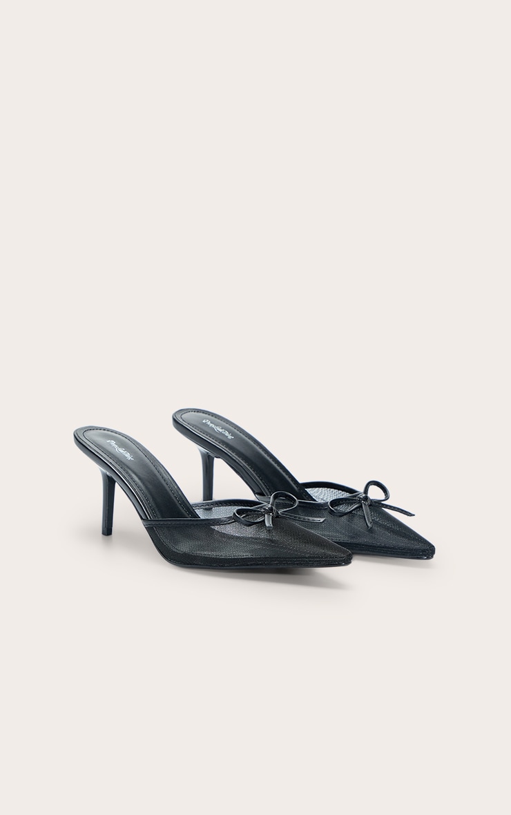 Black Mesh Bow Detail Mule image 3