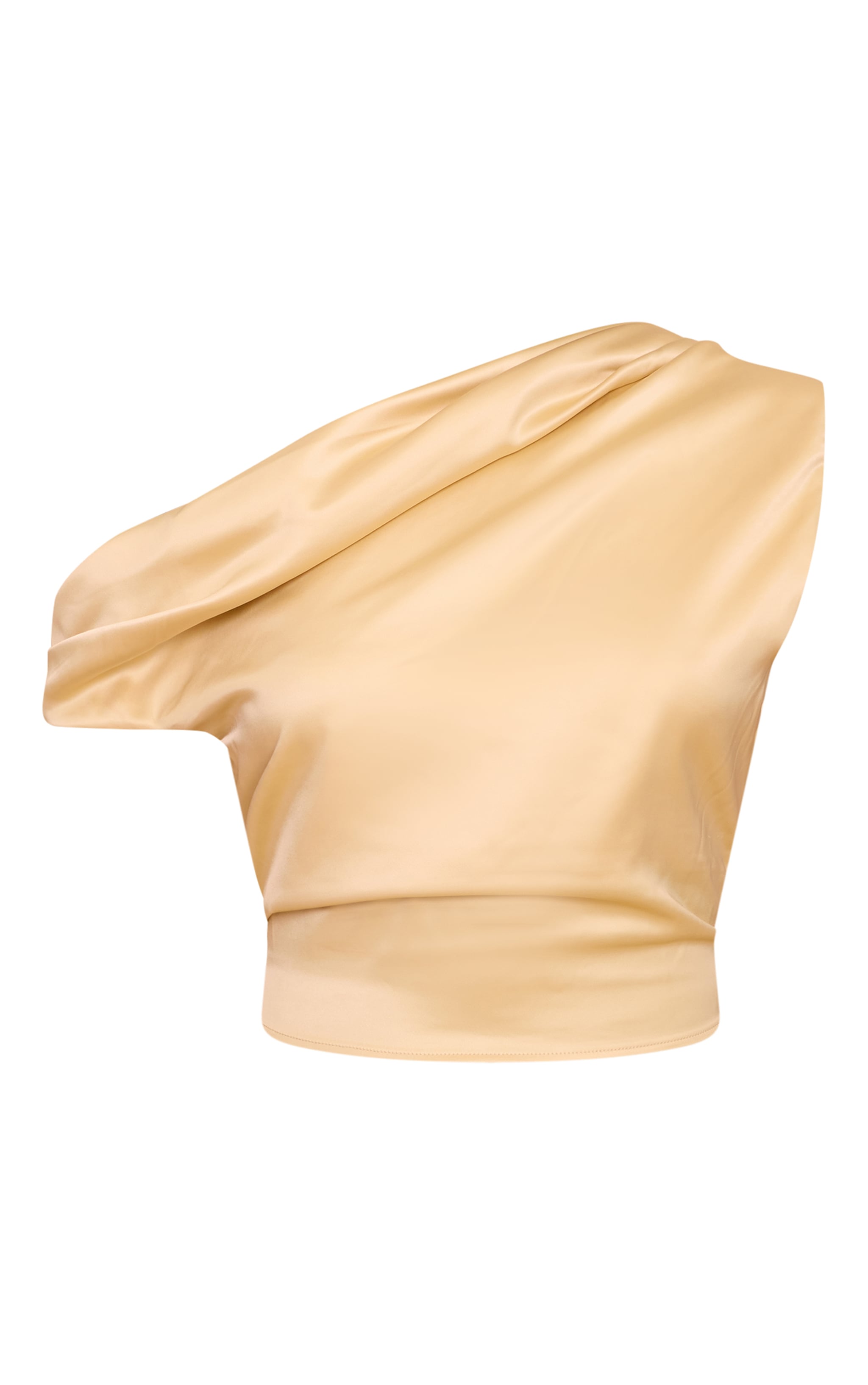 Top asymétrique satiné jaune citron à épaule unique et col bénitier image 5