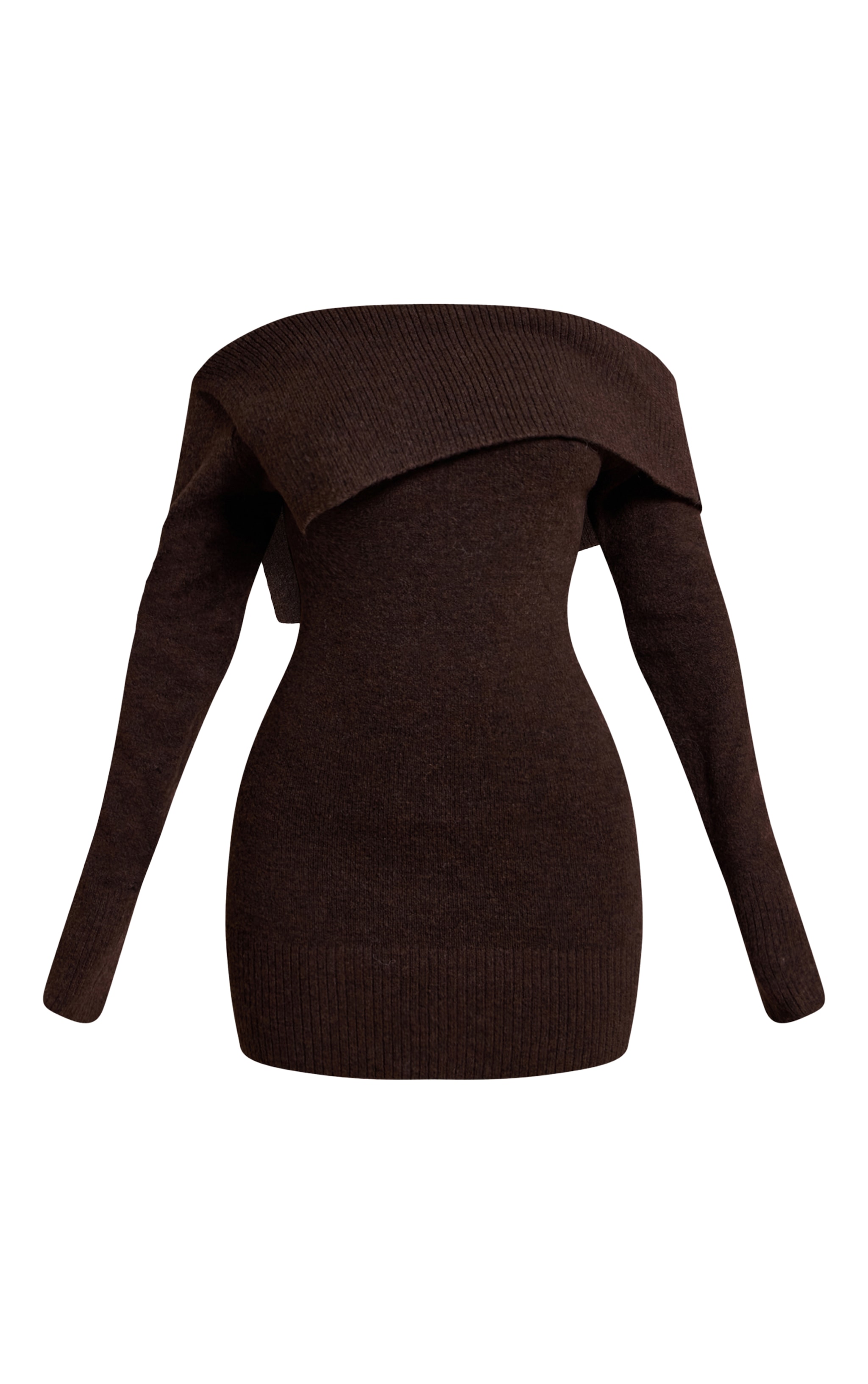 Petite Chocolate Knitted Foldover Asymmetric Dress image 5
