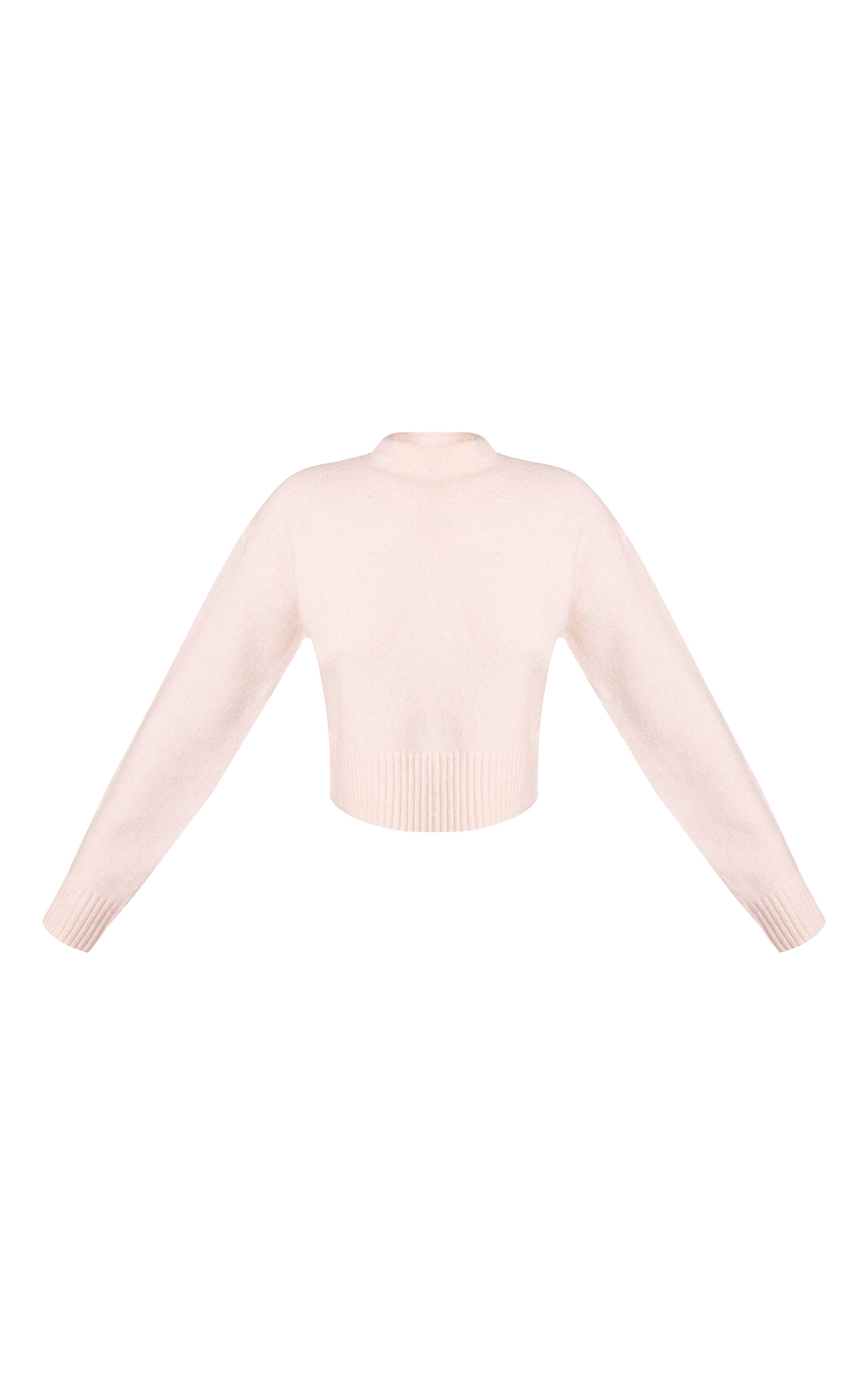 Petite Cream Knit High Neck Crop Jumper image 5