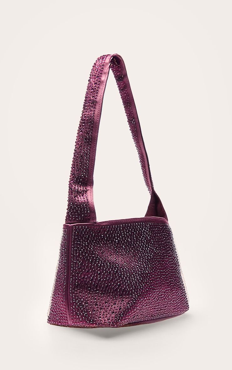 Plum Hot Fix Satin Shoulder Bag image 3