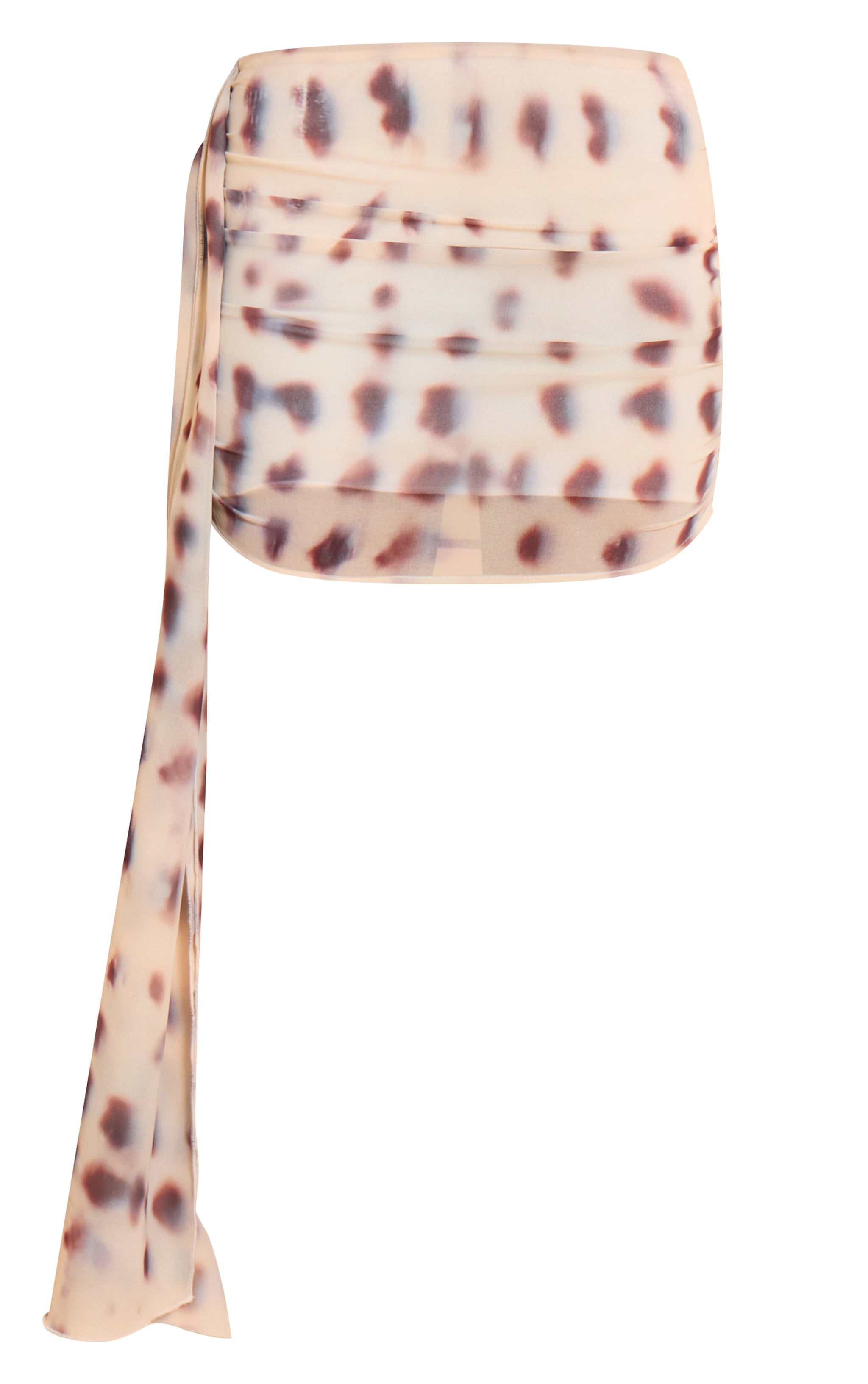 Cream Chiffon Printed Draped Mini Skirt image 6
