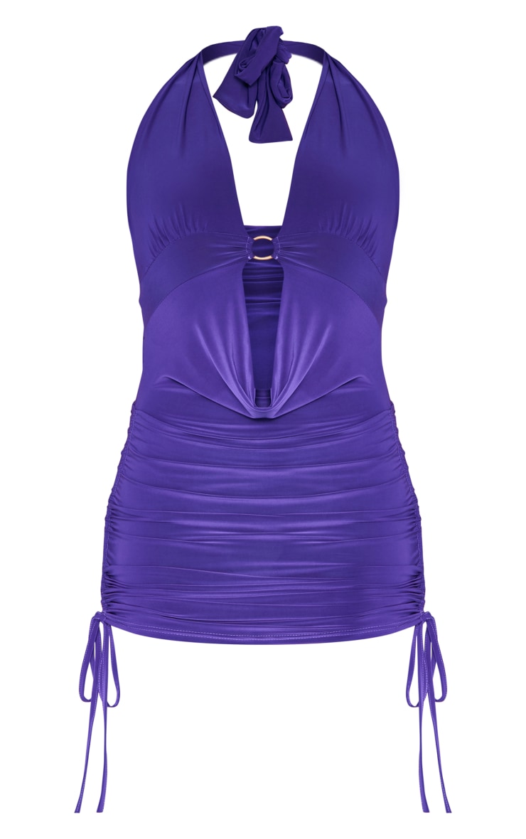 Purple Ring Detail Ruched Side Bodycon Dress | Dresses