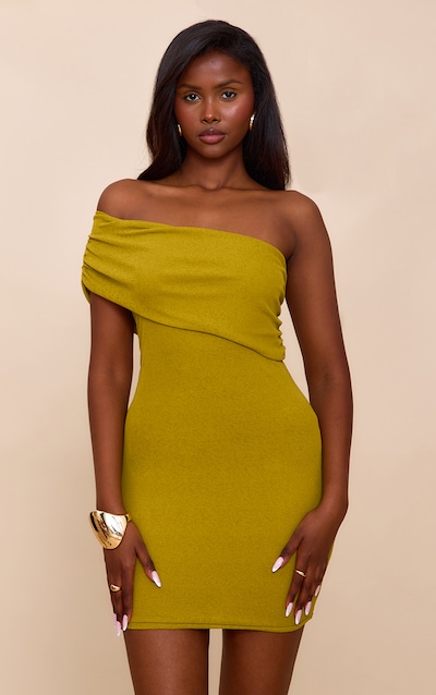 Olive Onion Skin Foldover Mini Dress