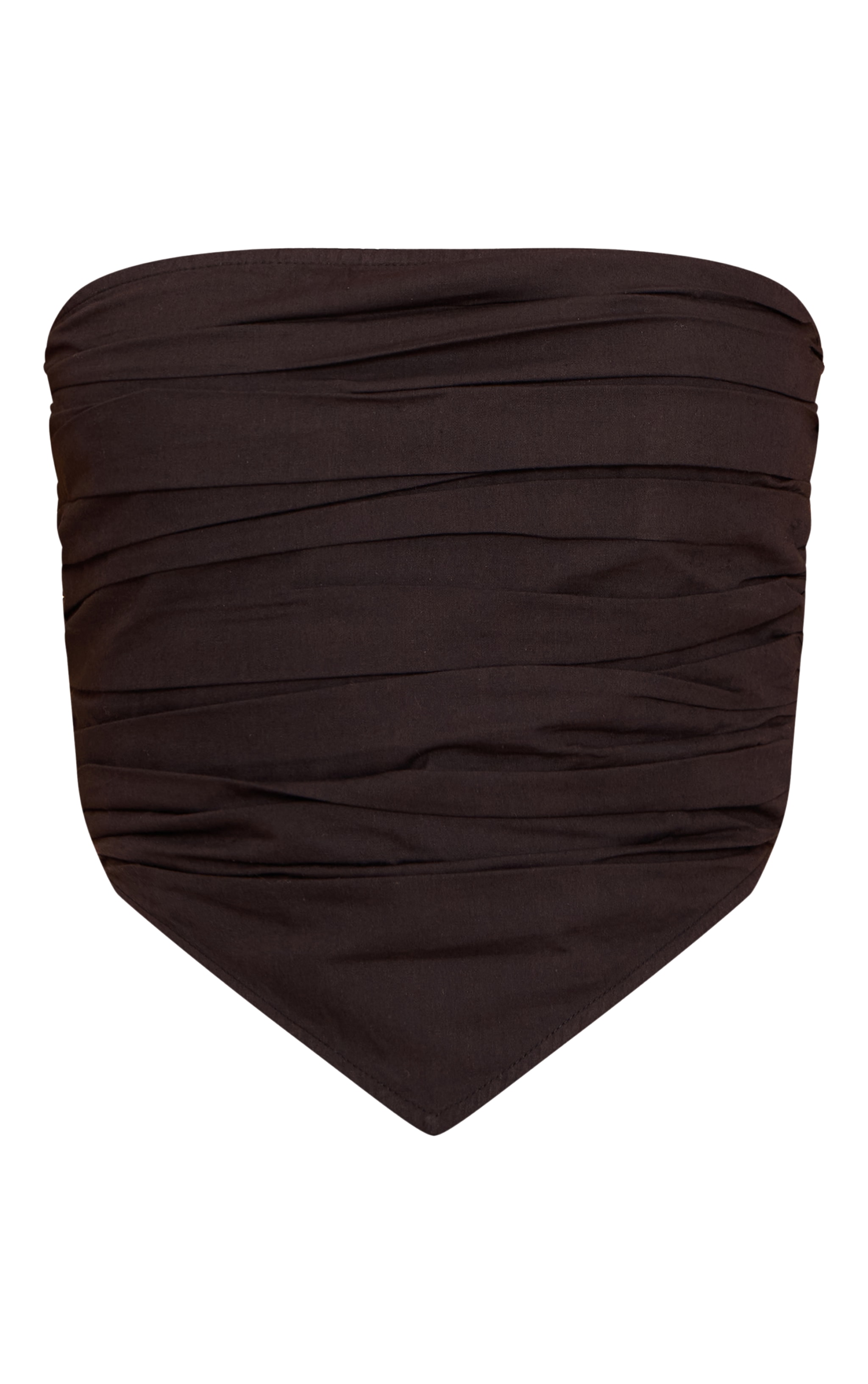 Black Cotton Poplin Ruched Front Bandeau Top | Co-ords