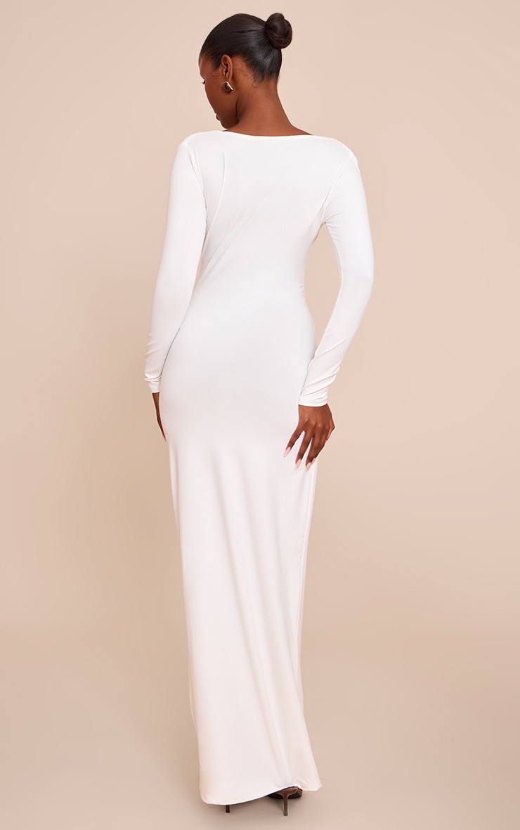  Cream Soft Touch Cowl Neck Long Sleeve Maxi image 2