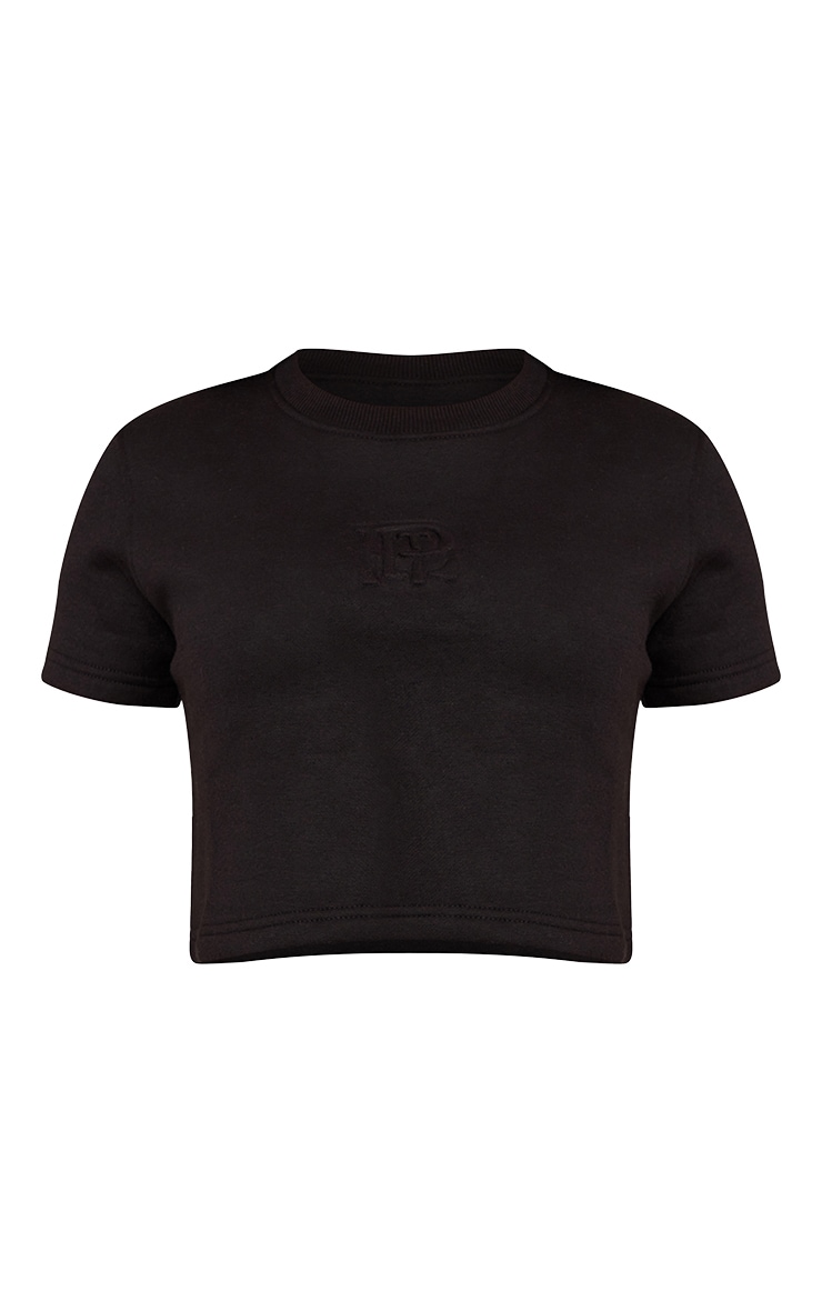 Petite Top ajusté en sweat noir à logo PrettyLittleThing image 5