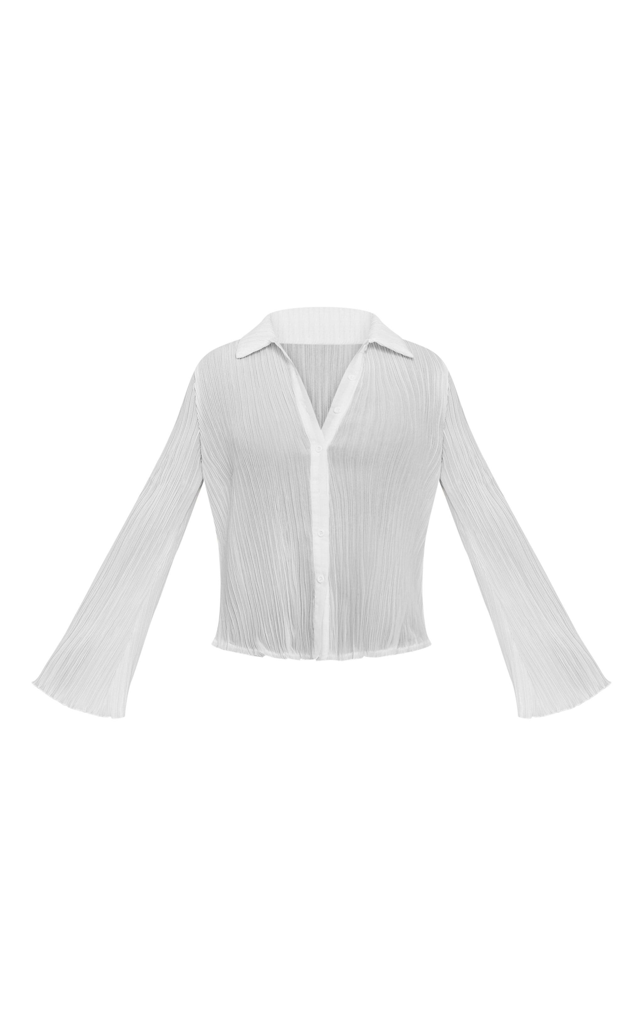 Chemise en mousseline de soie blanche transparente plissée image 5
