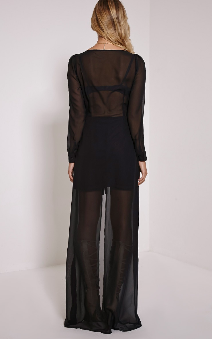 Melia Black Button Down Maxi Dress Dresses PrettyLittleThing