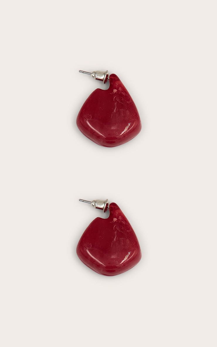 Bright Red Asymmetrical Pendant Earrings image 3