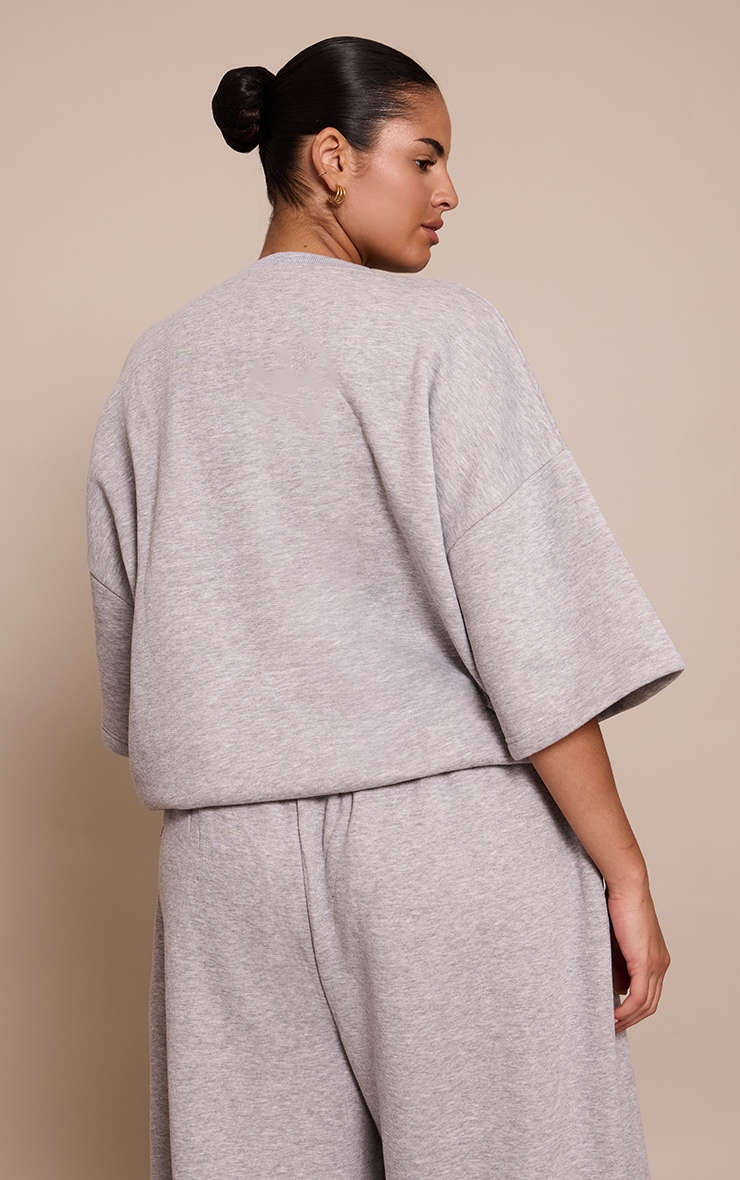 Plus Grey Marl Oversized Drop Shoulder Sweat T-Shirt image 2