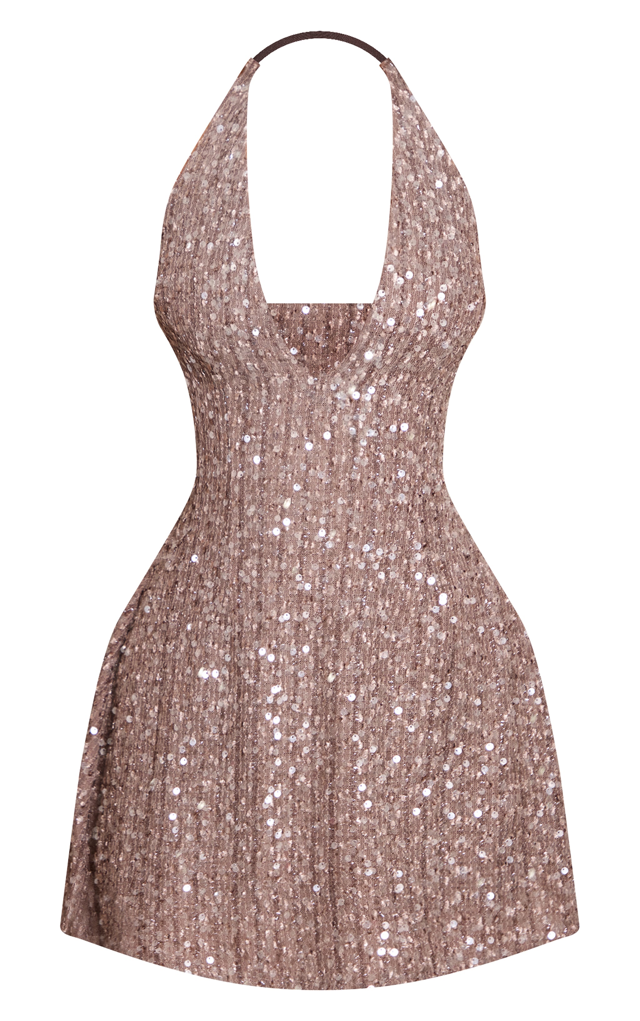 Petite Mini robe texturée bronze à dos nu noué et sequins image 5