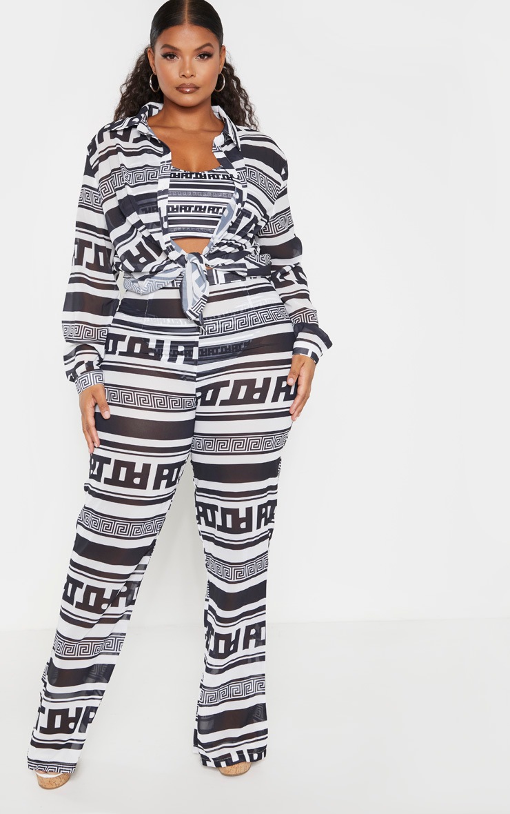 PLT Plus Monochrome Greek Stripe Beach Flares