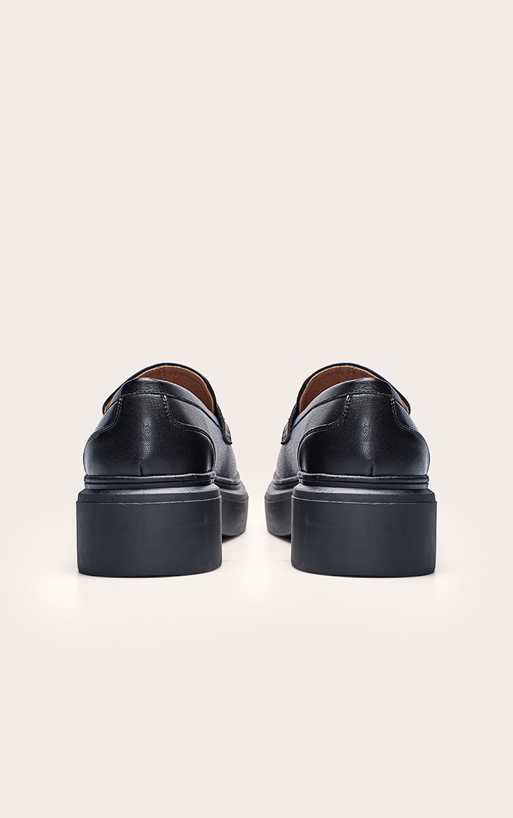Wide Fit Black Pu Chunky Basic Loafer image 4
