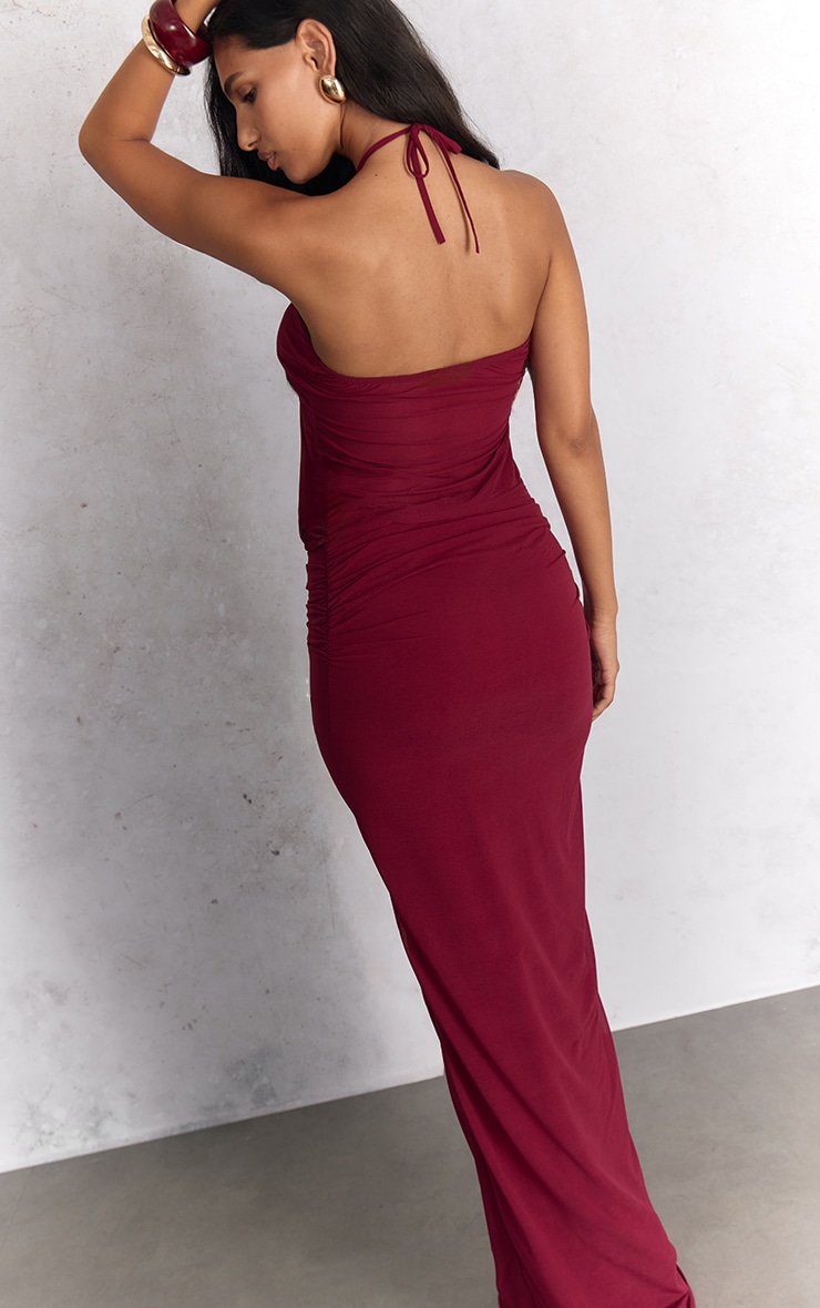 Deep Red Chiffon Maxi Skirt image 3