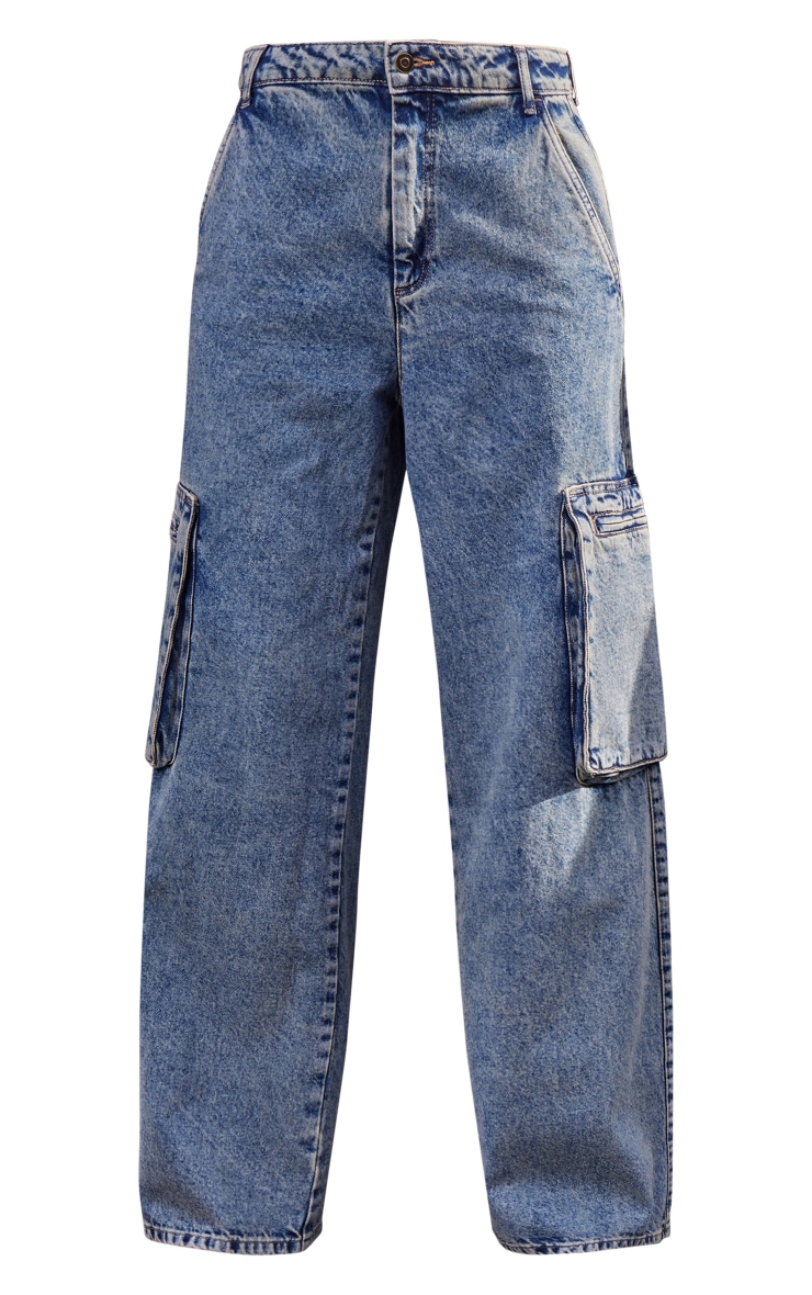 Vintage Wash Cargo Pocket Boyfriend Jeans image 5