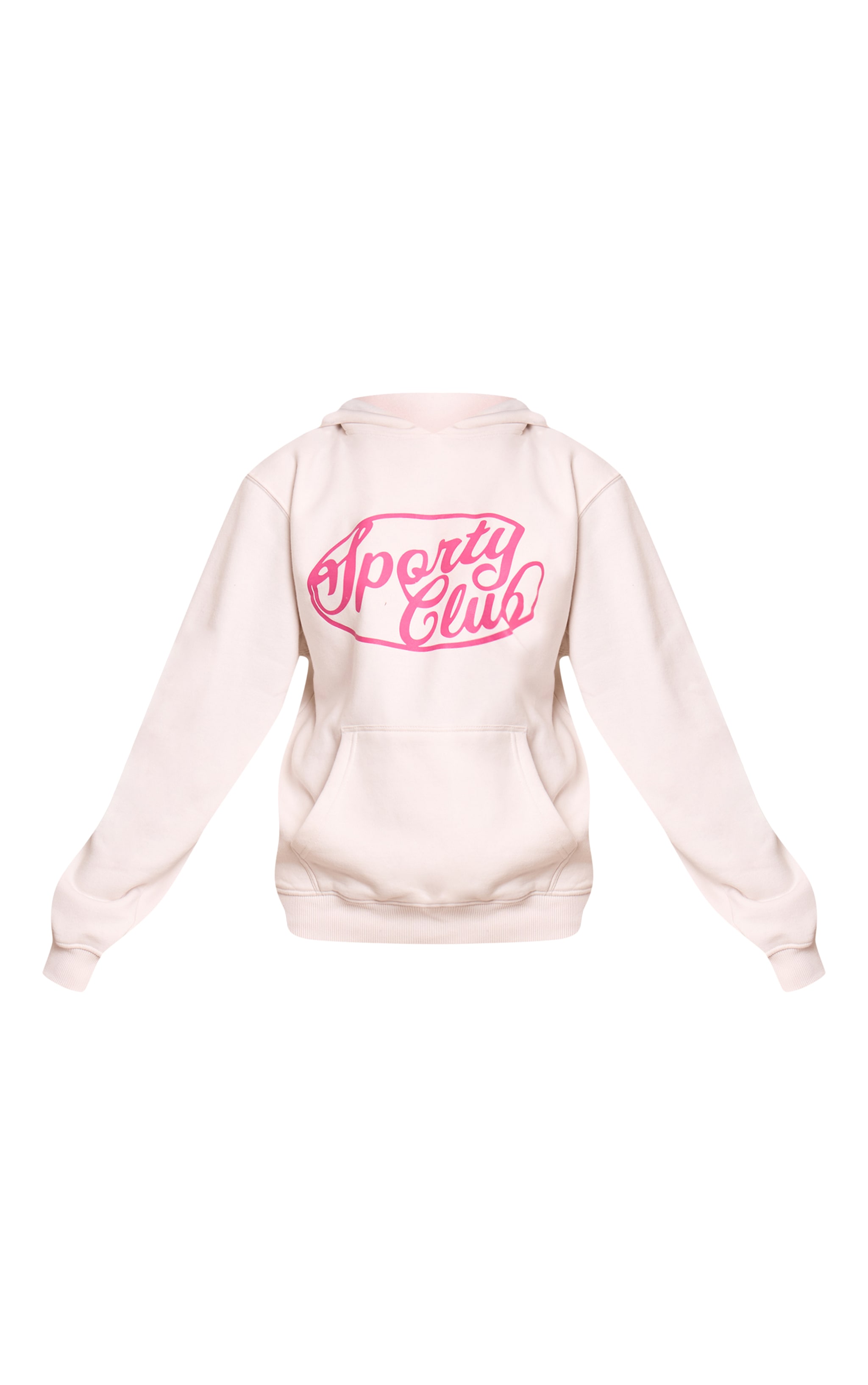 Cream Sports Club Cotton Fleece Oversized Pull Over Hoodie image 5