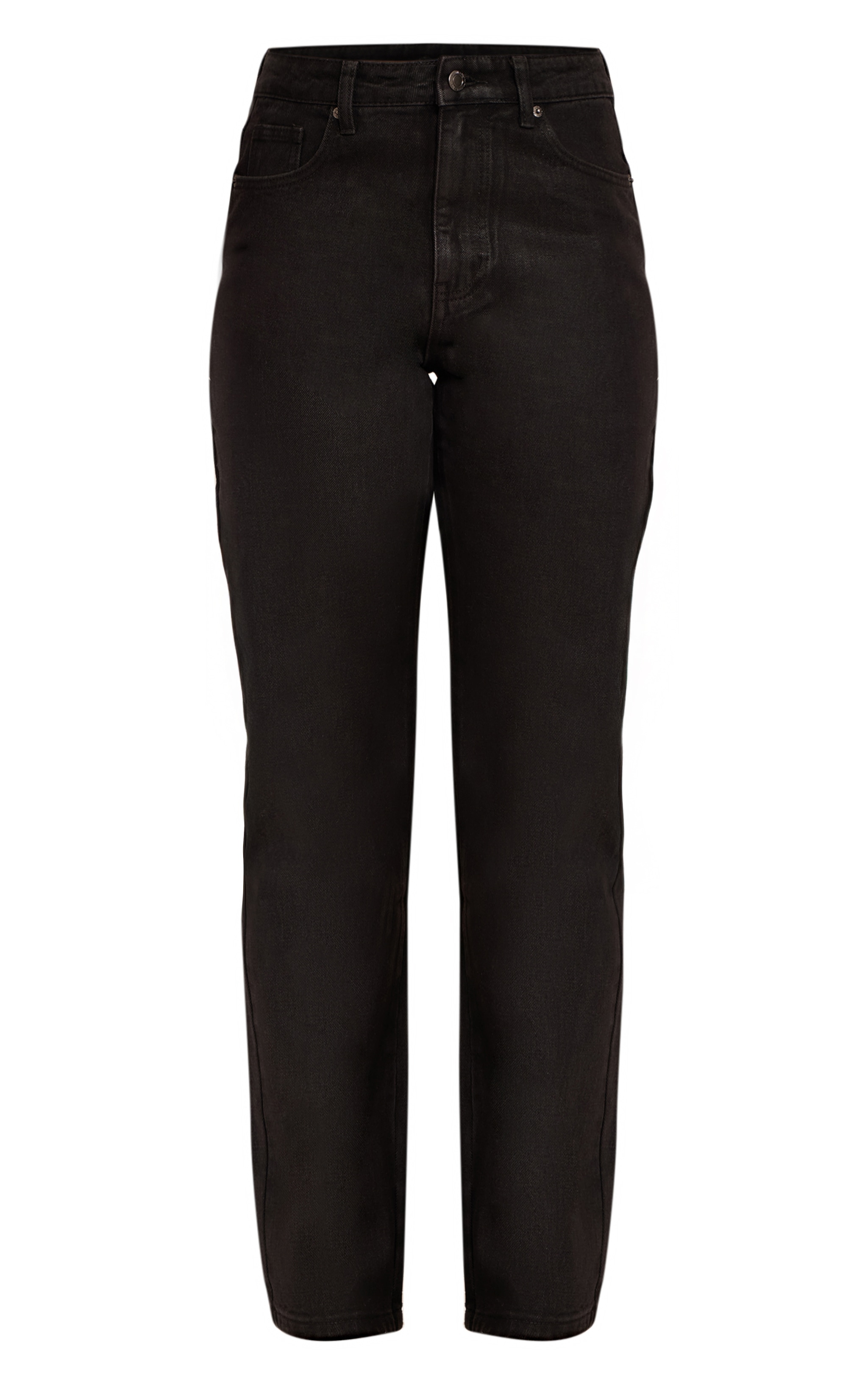Black Coated Effect Straight Leg Jean image 5