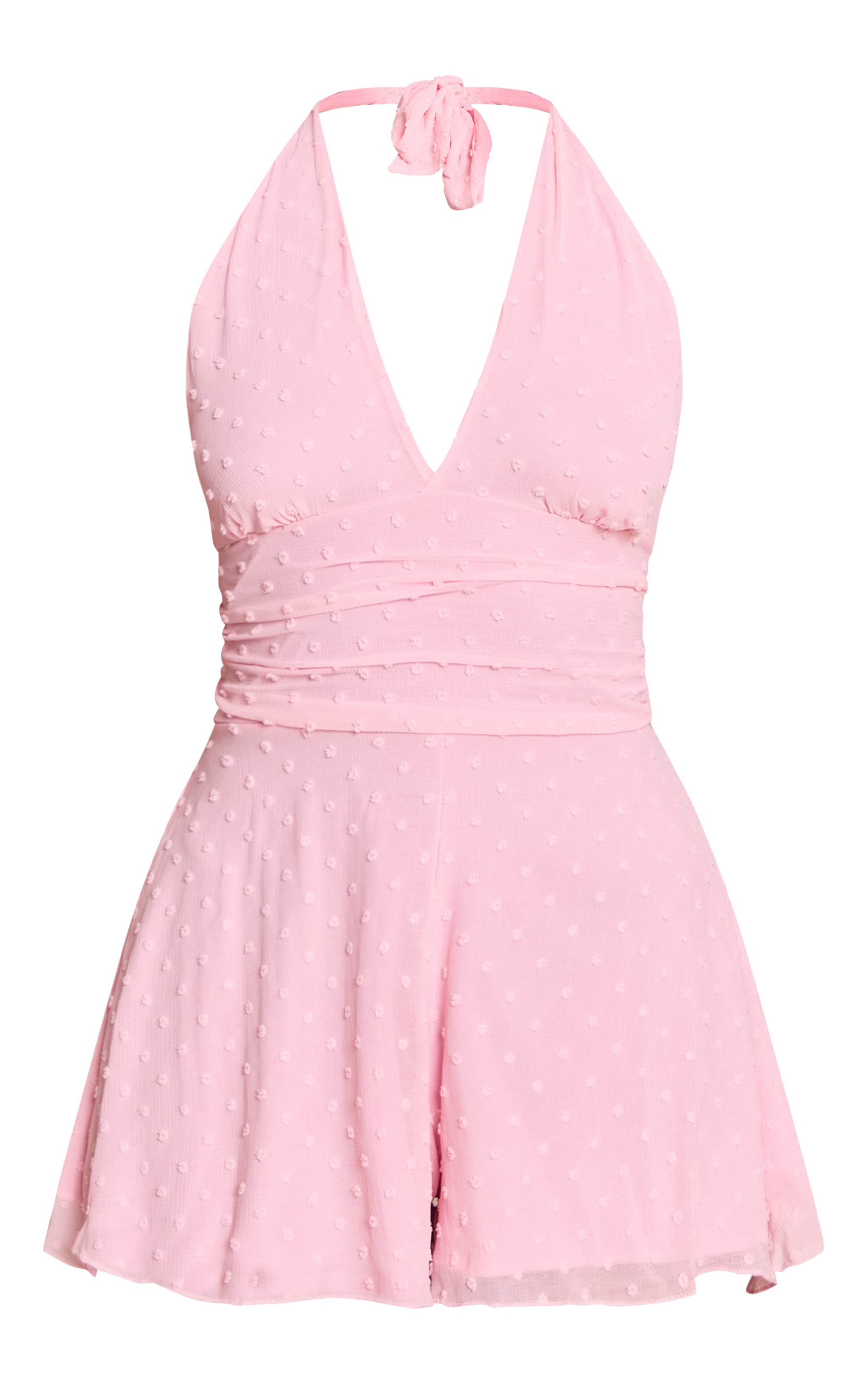 Pink Textured V Neck Playsuit image 5