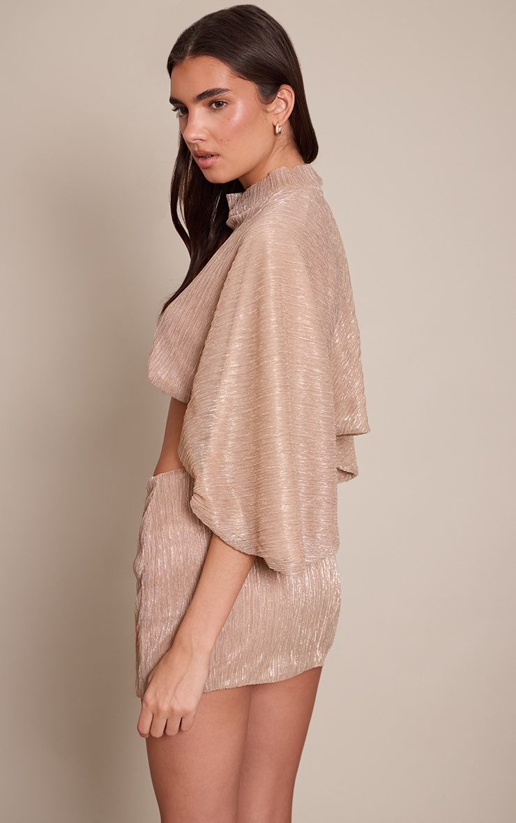 Gold Glitter Textured Foldover Mini Skirt image 3