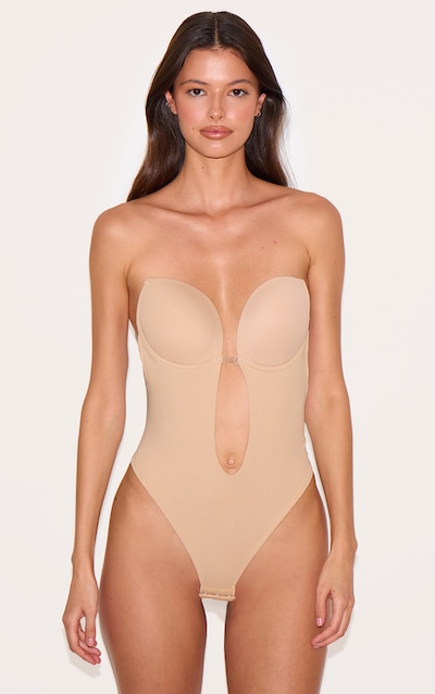 Body de maintien chair à décolleté plongeant