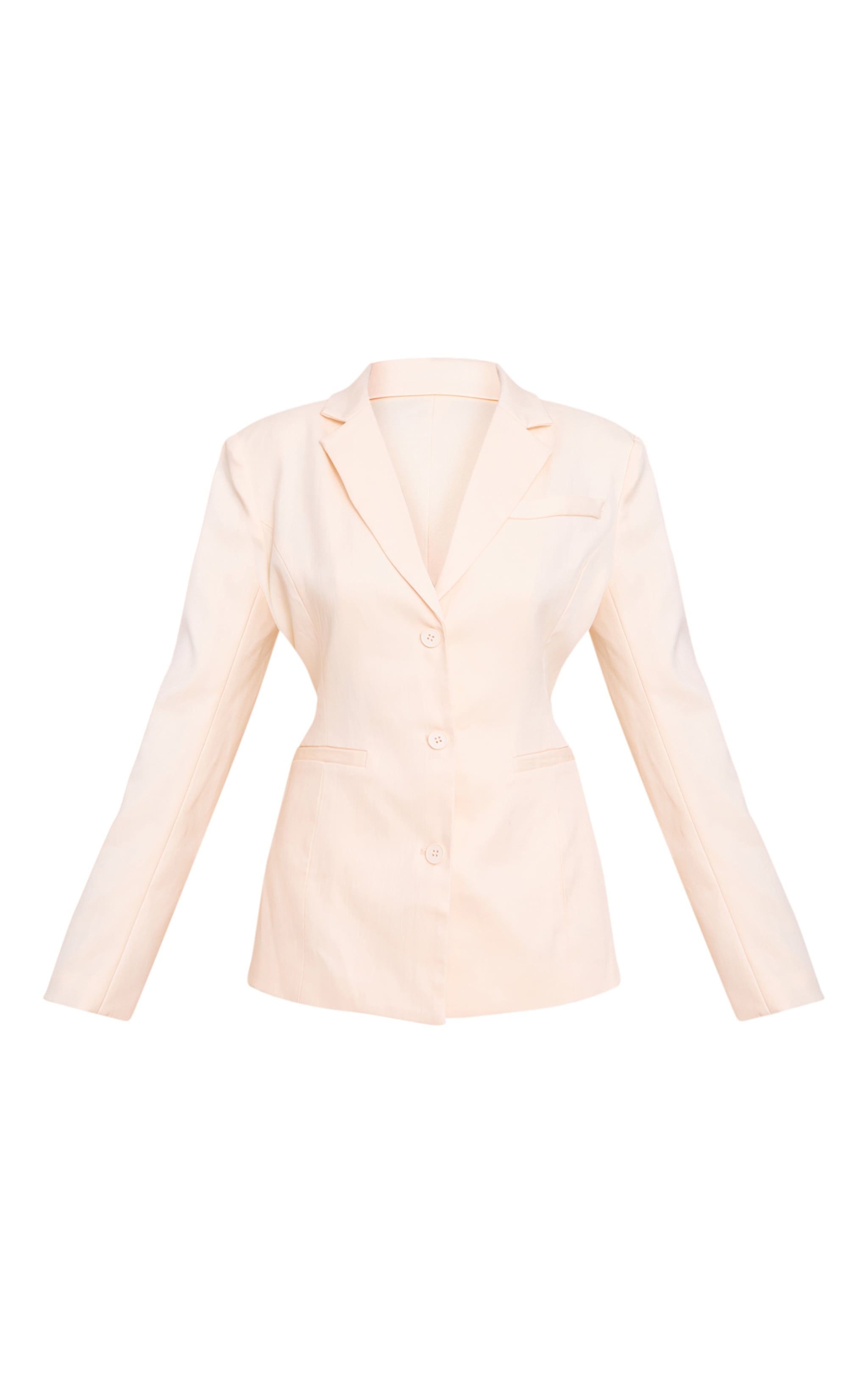 Off White Cinched Back Single Breasted Blazer image 5