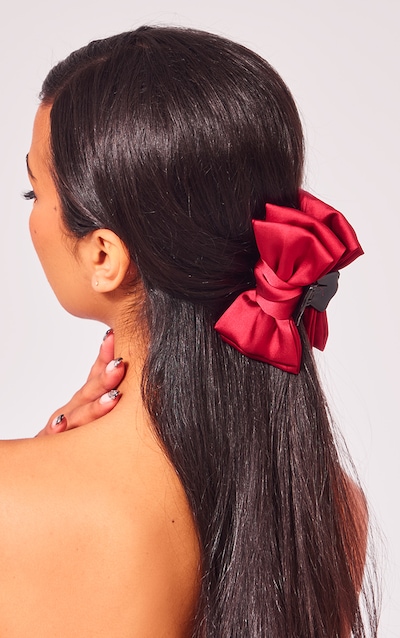 Cherry Red Bow Claw Hair Clip