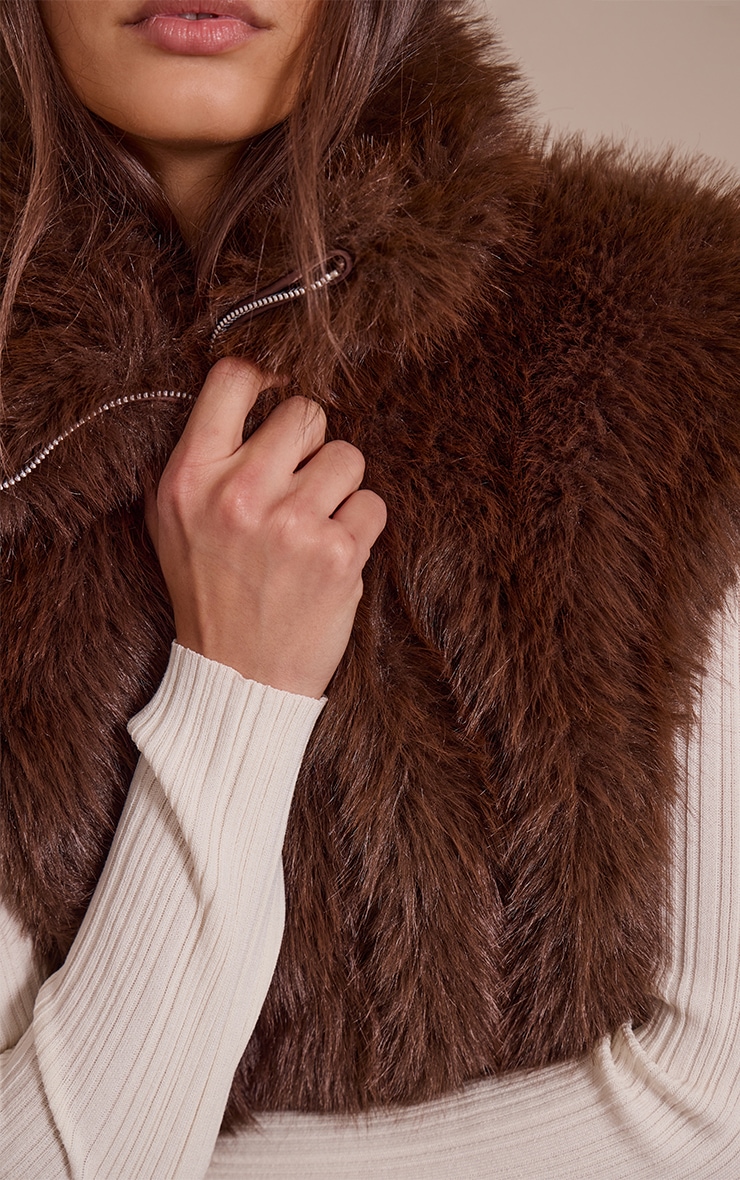 Chocolate Faux Fur Vest image 4