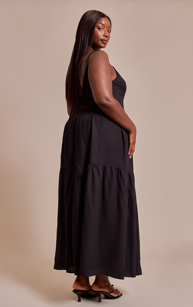 Plus Black Strappy Ruched Maxi Dress image 2