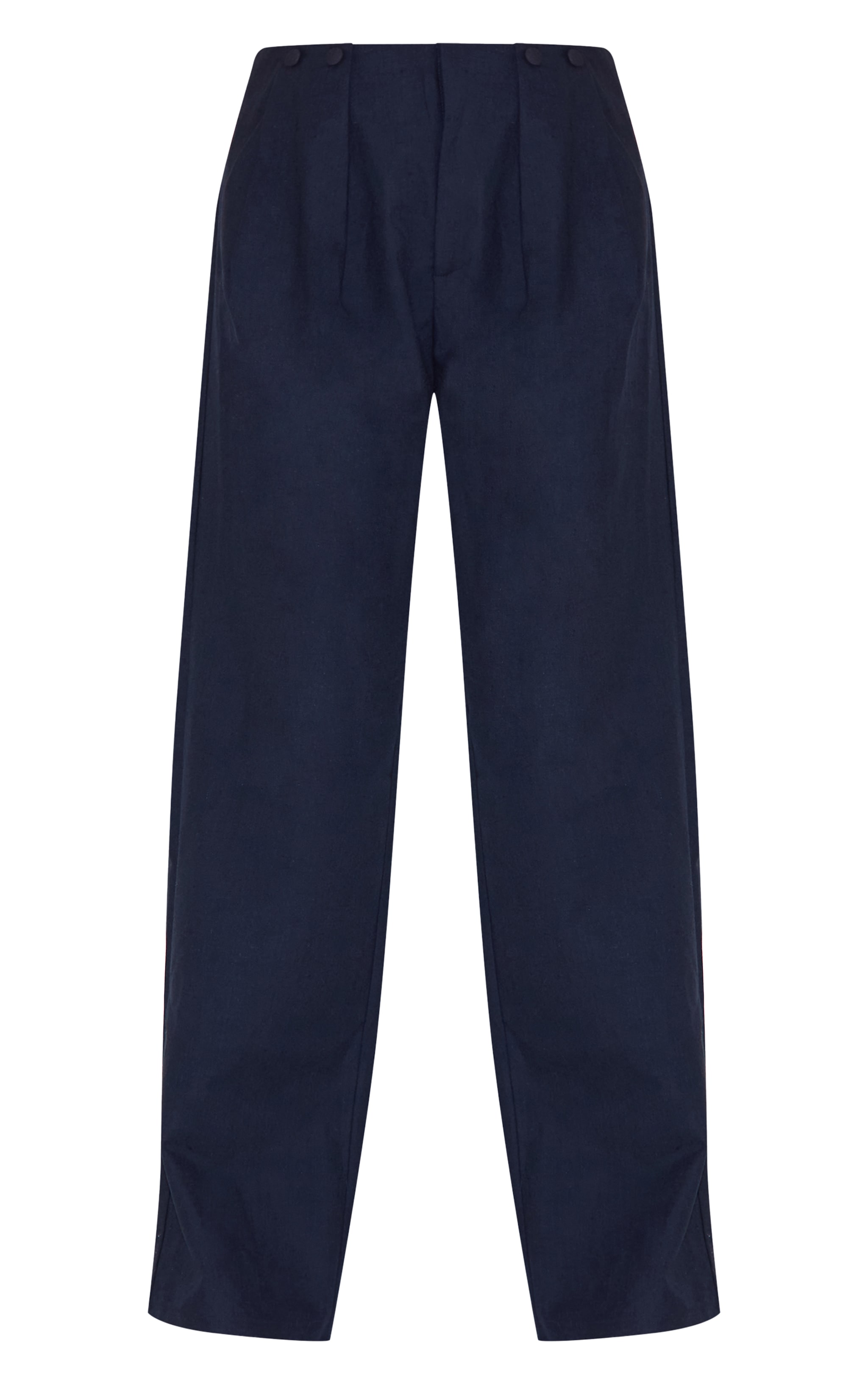 Indigo Blue Button Detail High Waisted Wide Leg Pants image 5