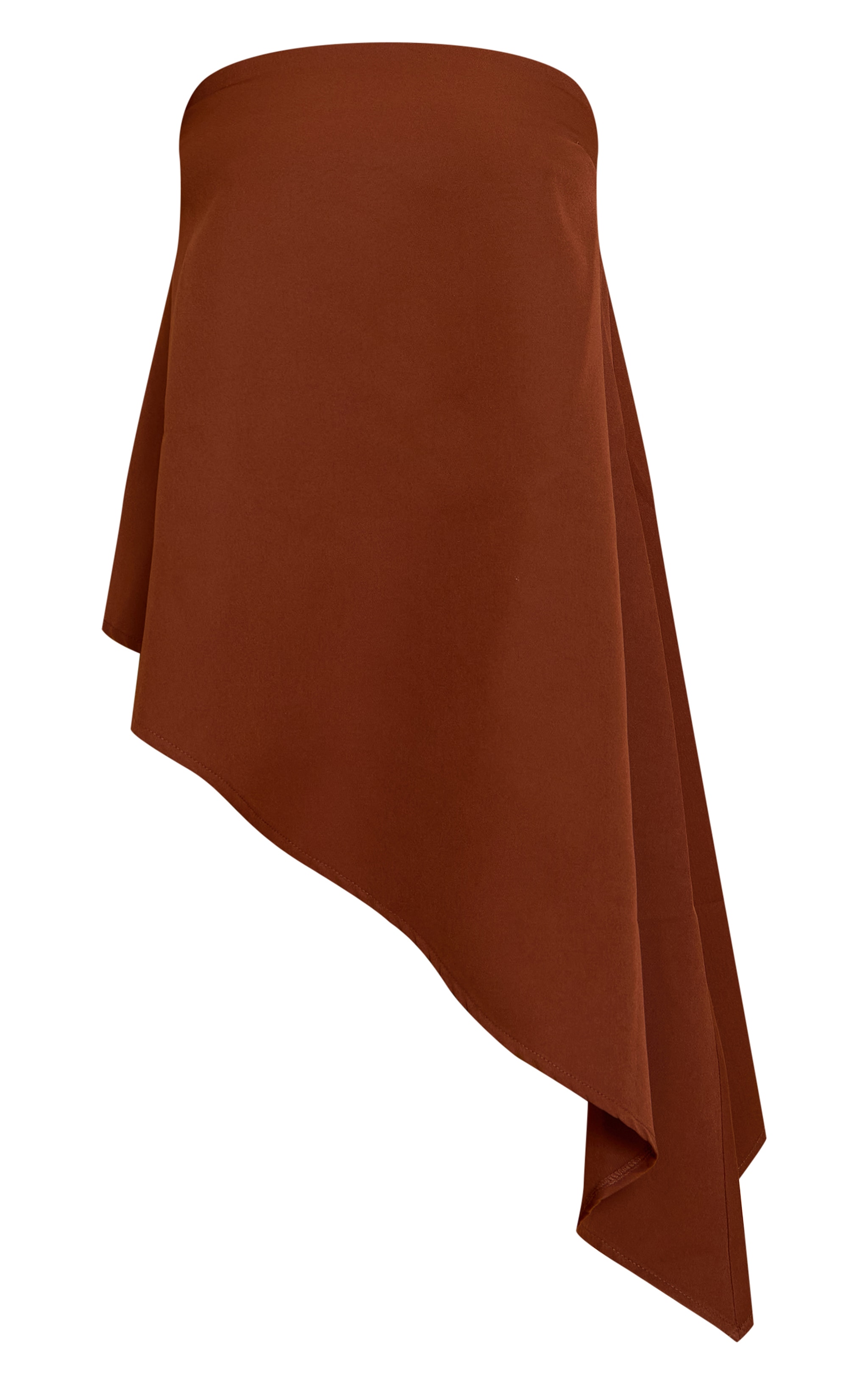 Petite Chocolate Woven Bandeau Asymmetric Hem Floaty Long Top image 5