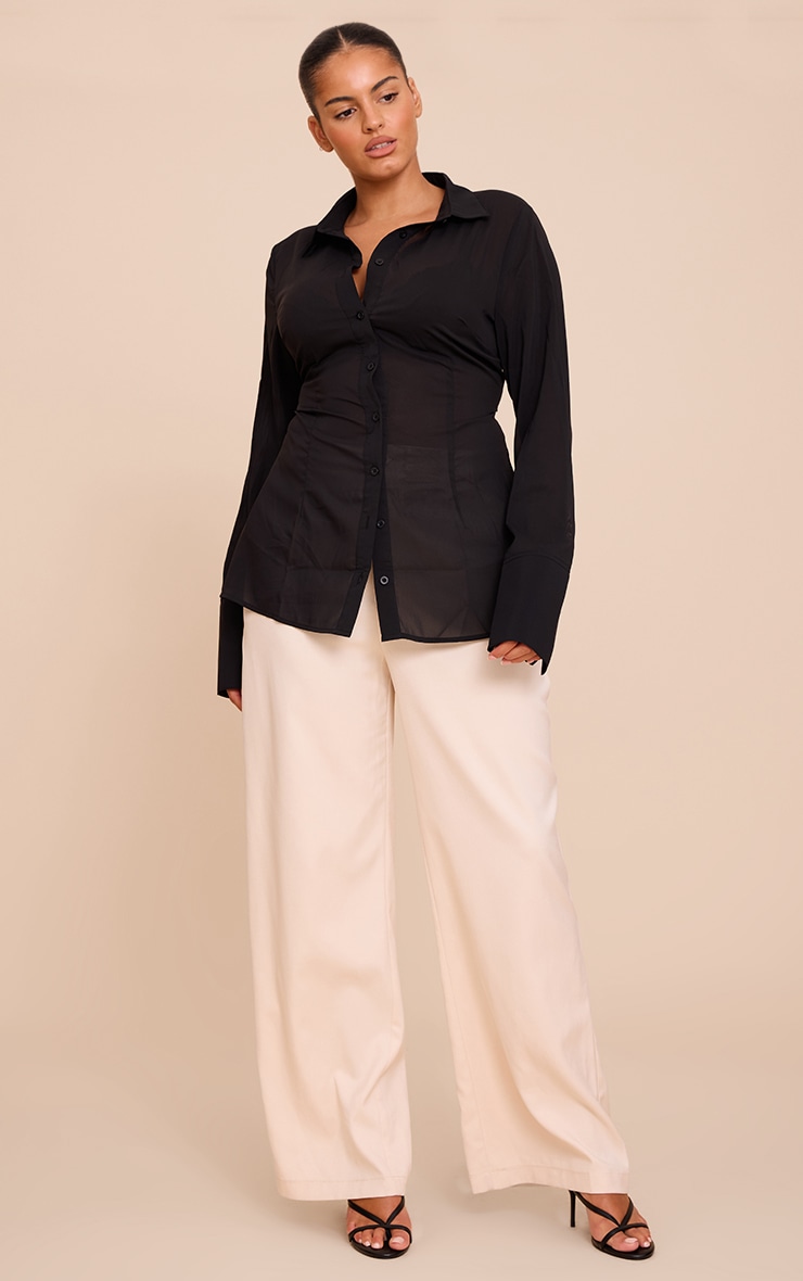 Plus Black Chiffon Fitted Shirt image 3