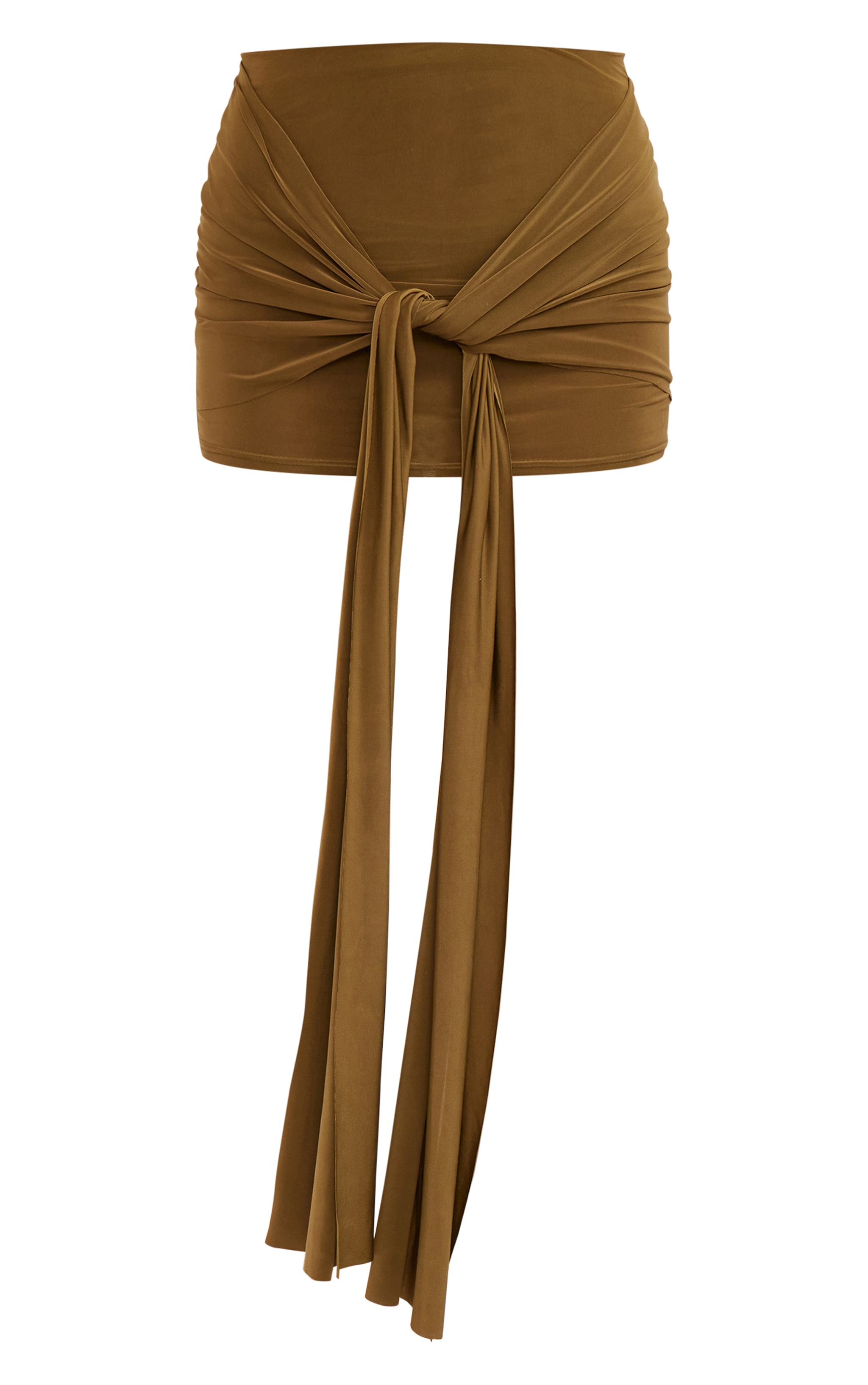 Olive Slinky Draped Front Mini Skirt image 6