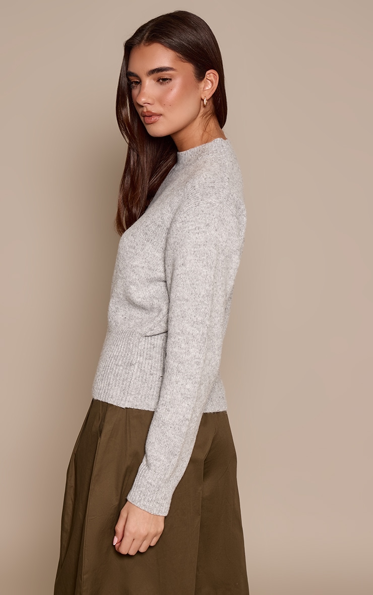 Light Grey Cinched Waist Zip Hem Knitted Jumper  image 2