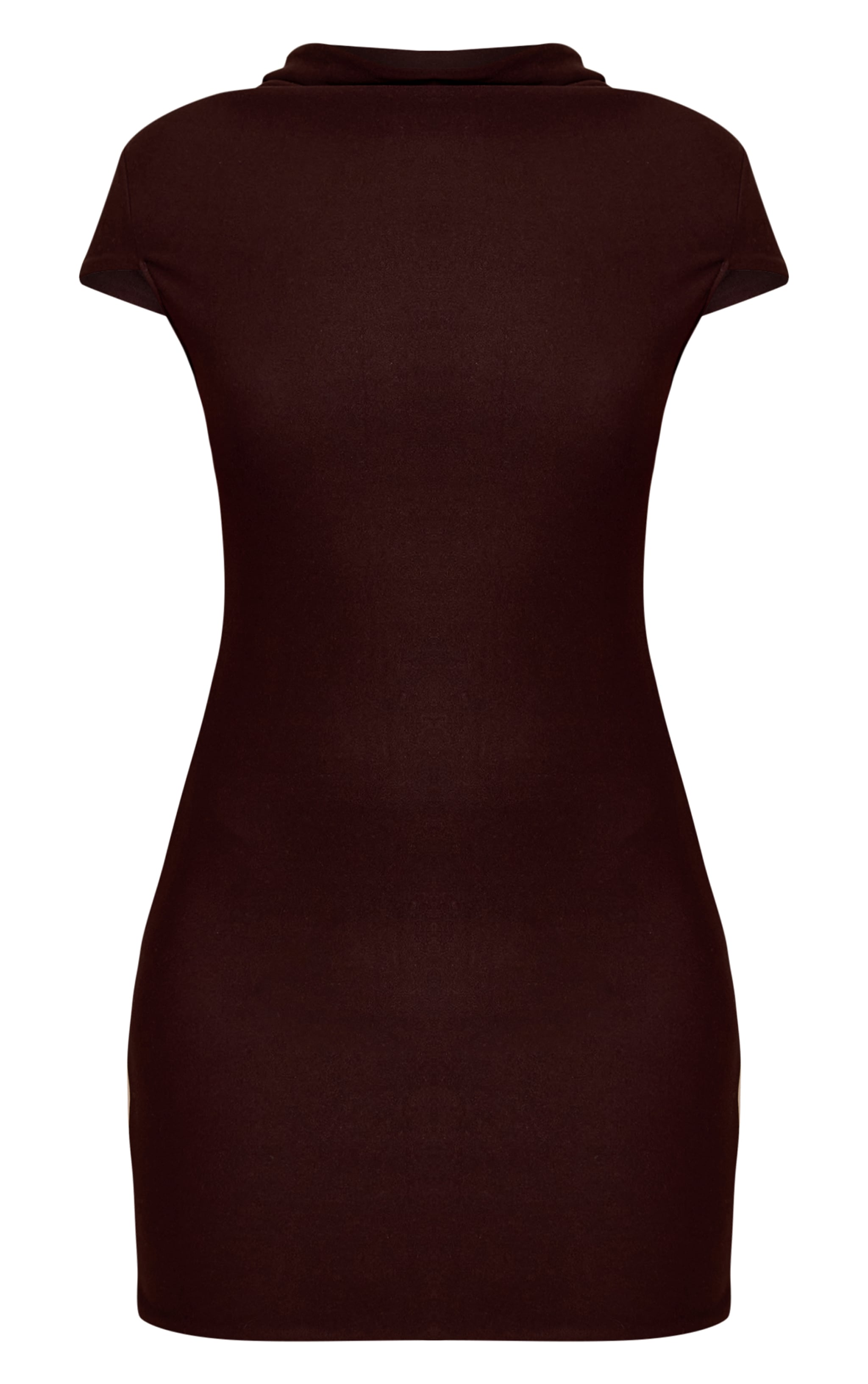 Brown Soft Touch High Neck Bodycon Mini Dress image 5