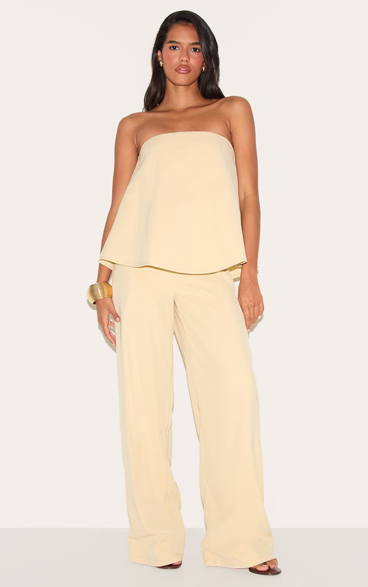 Butter Yellow Structured Woven Peplum Straight Leg Jumpsuit image 1