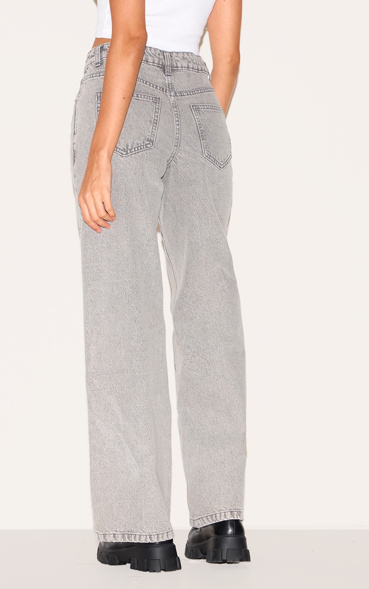 Vintage Grey Seam Detail Straight Leg Jeans image 3