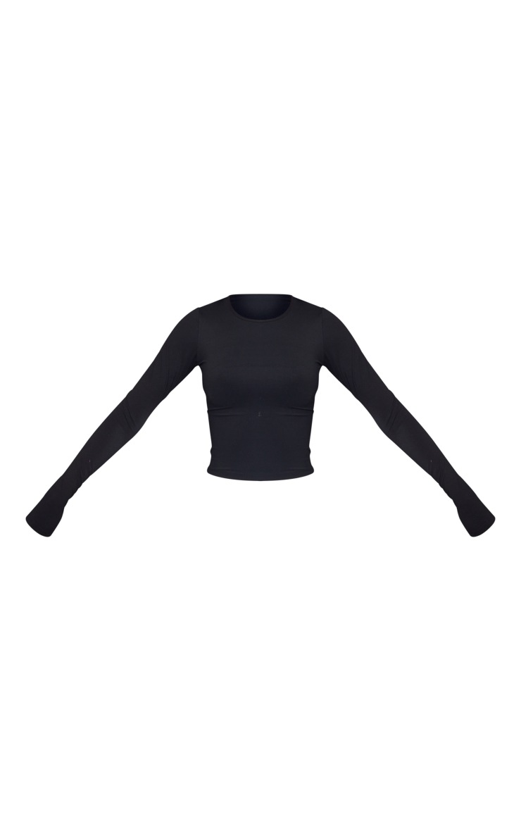 Tall Black Snatched Sculpt Long Sleeve Top image 5