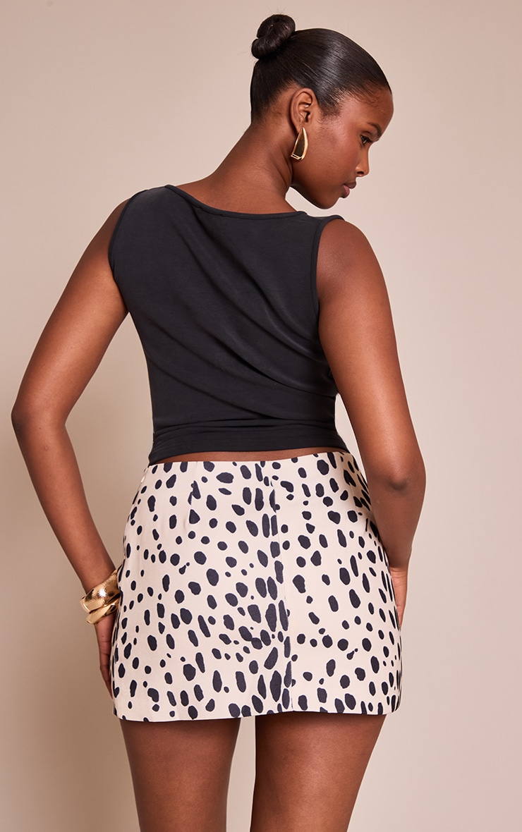 Cream Printed Woven A Line Mini Skirt image 3
