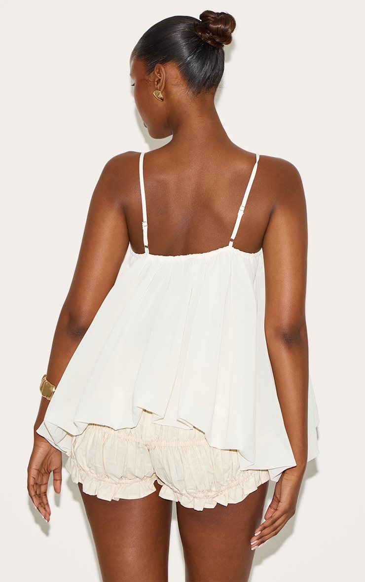 Cream Puffball Chiffon Spaghetti Strap Cami image 2