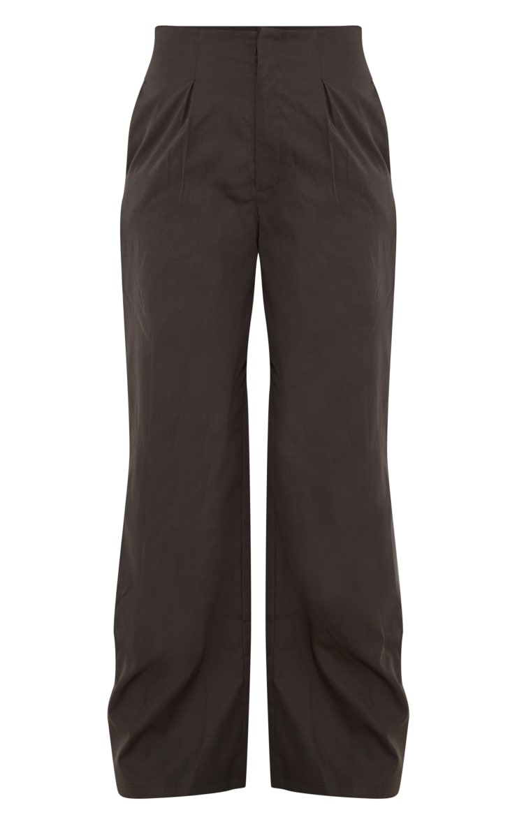 Grey Soft Woven Button Detail Straight Leg Pants image 3