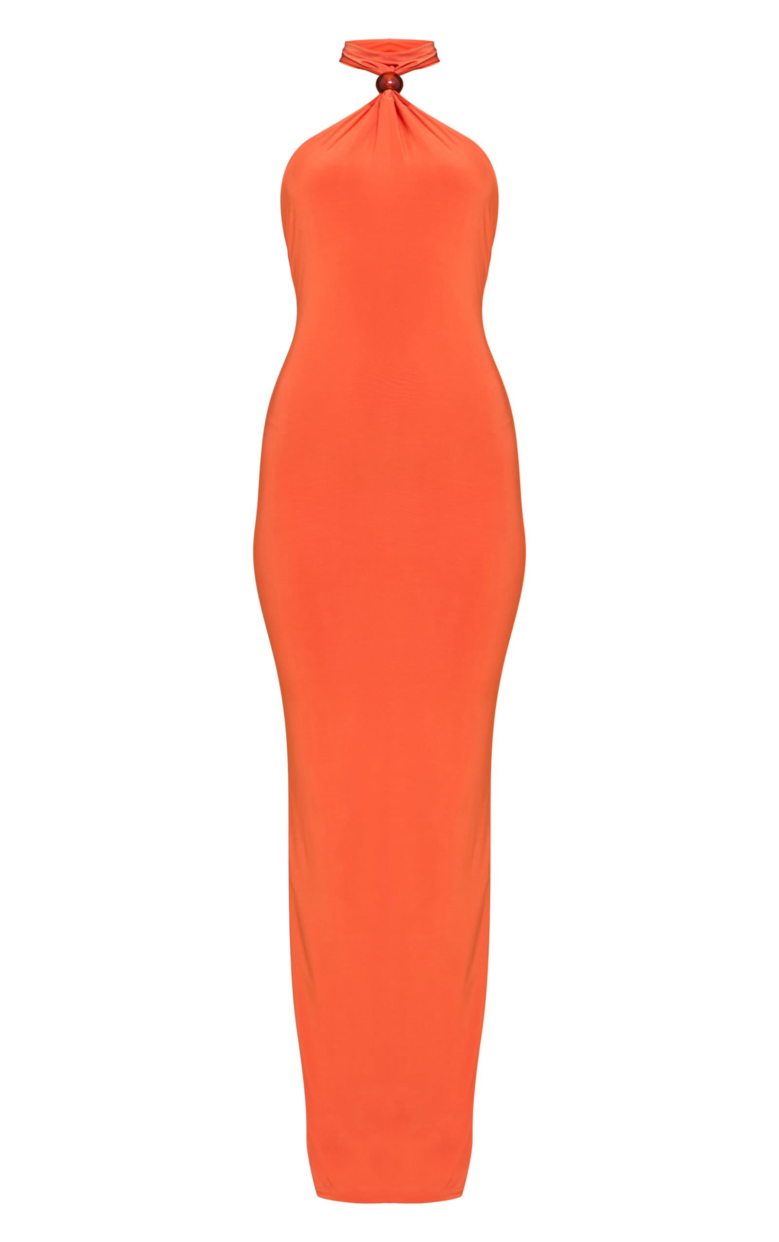burnt orange halter dress