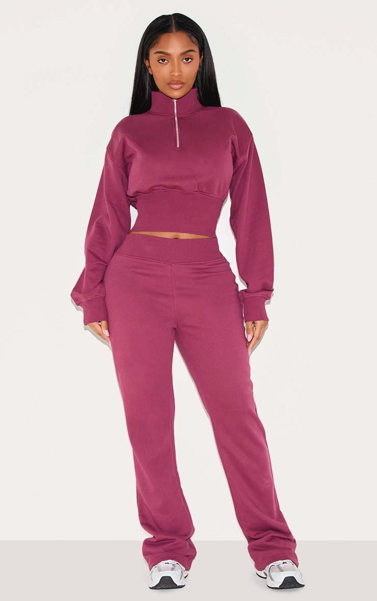 Shape Burgundy Half Zip Cropped Sweatshirt image 3