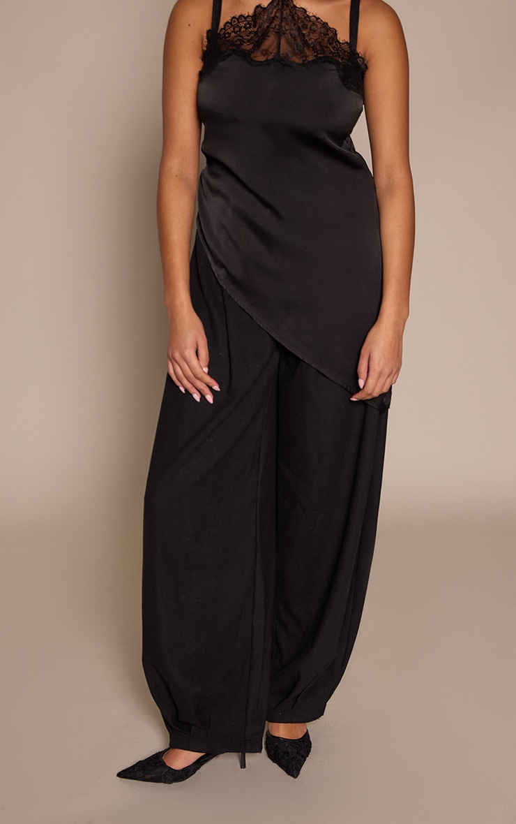 Black Textured Lace Slingback Court Heels image 1