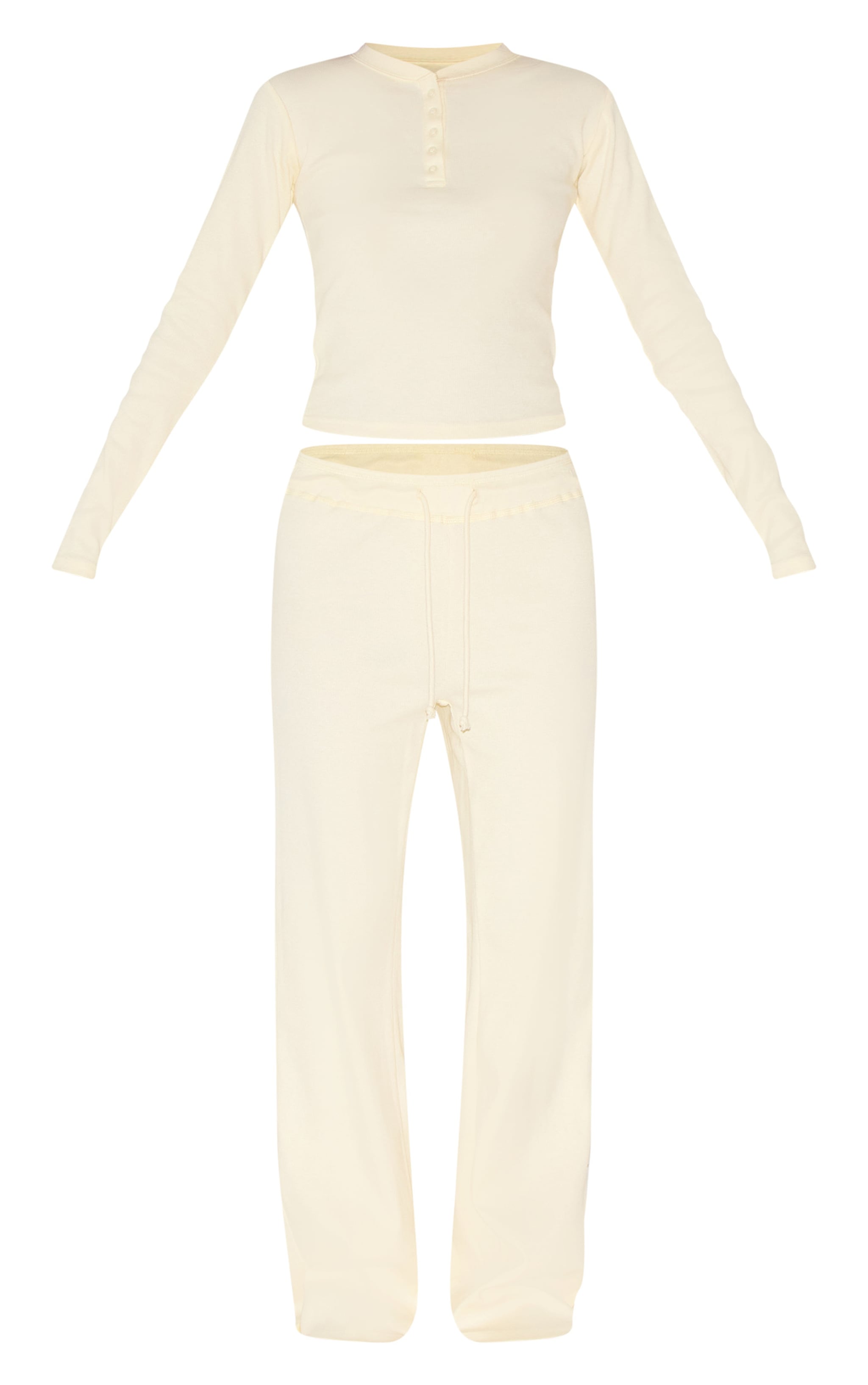 Lemon Ribbed Long Sleeve Long Pj Set image 5