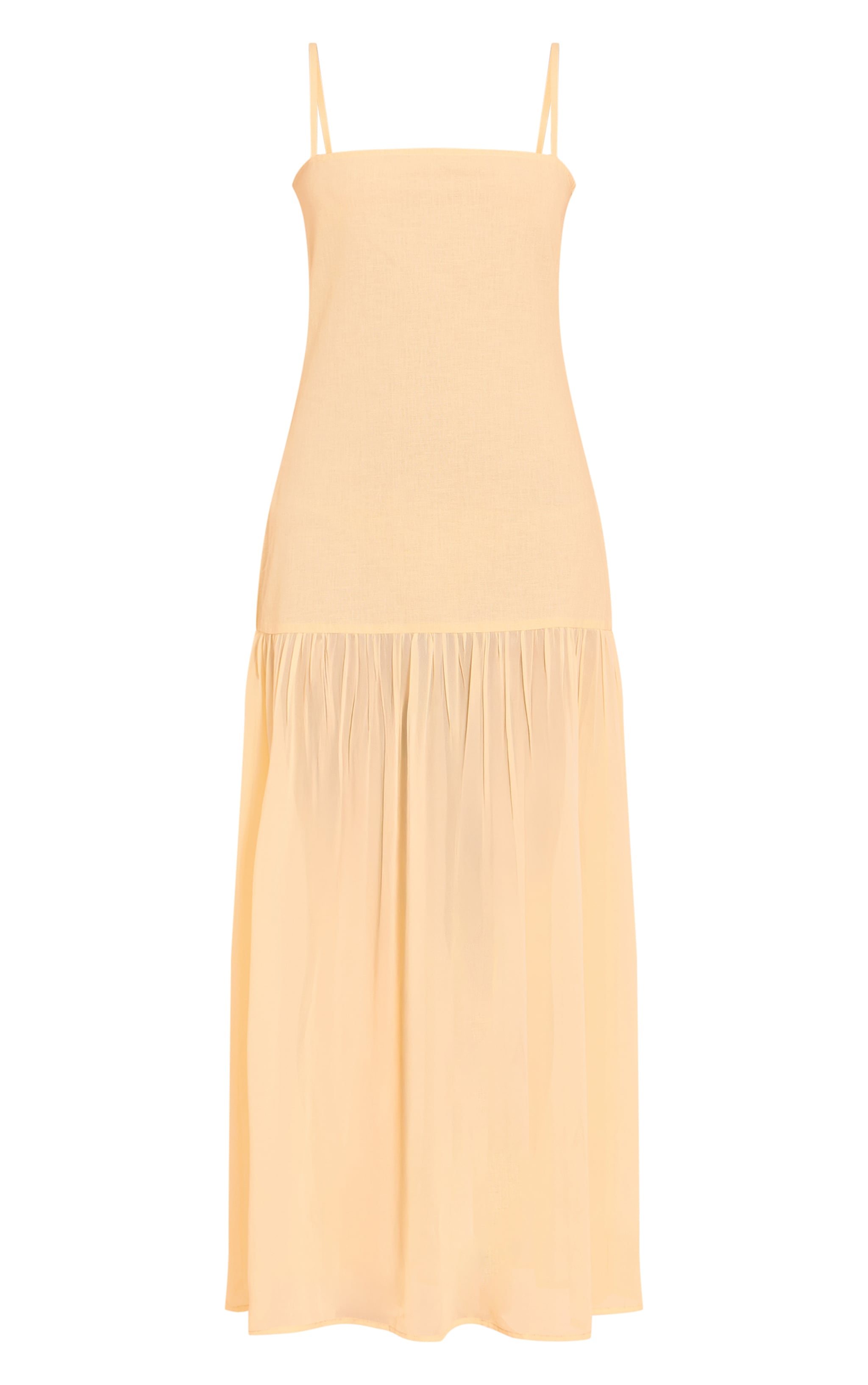 Lemon Linen Look Strappy Dropped Waist Maxi Dress image 5
