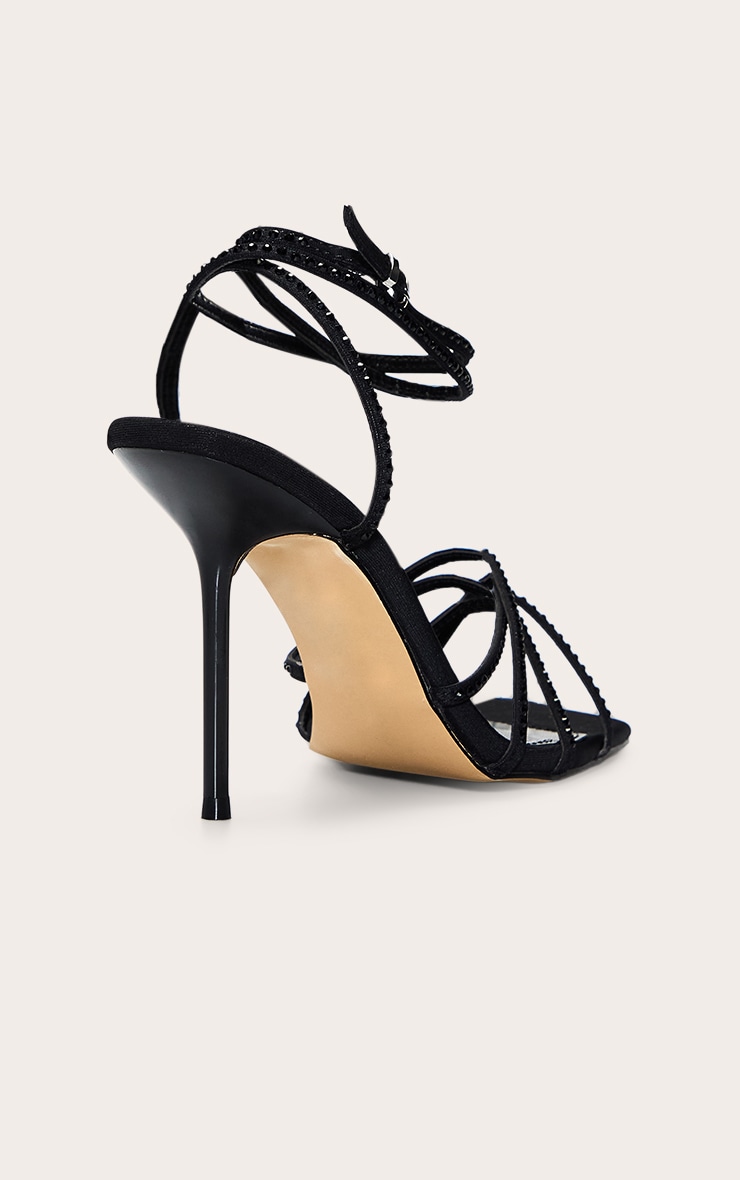 Black Hot Fix Strappy Heeled Sandal image 4